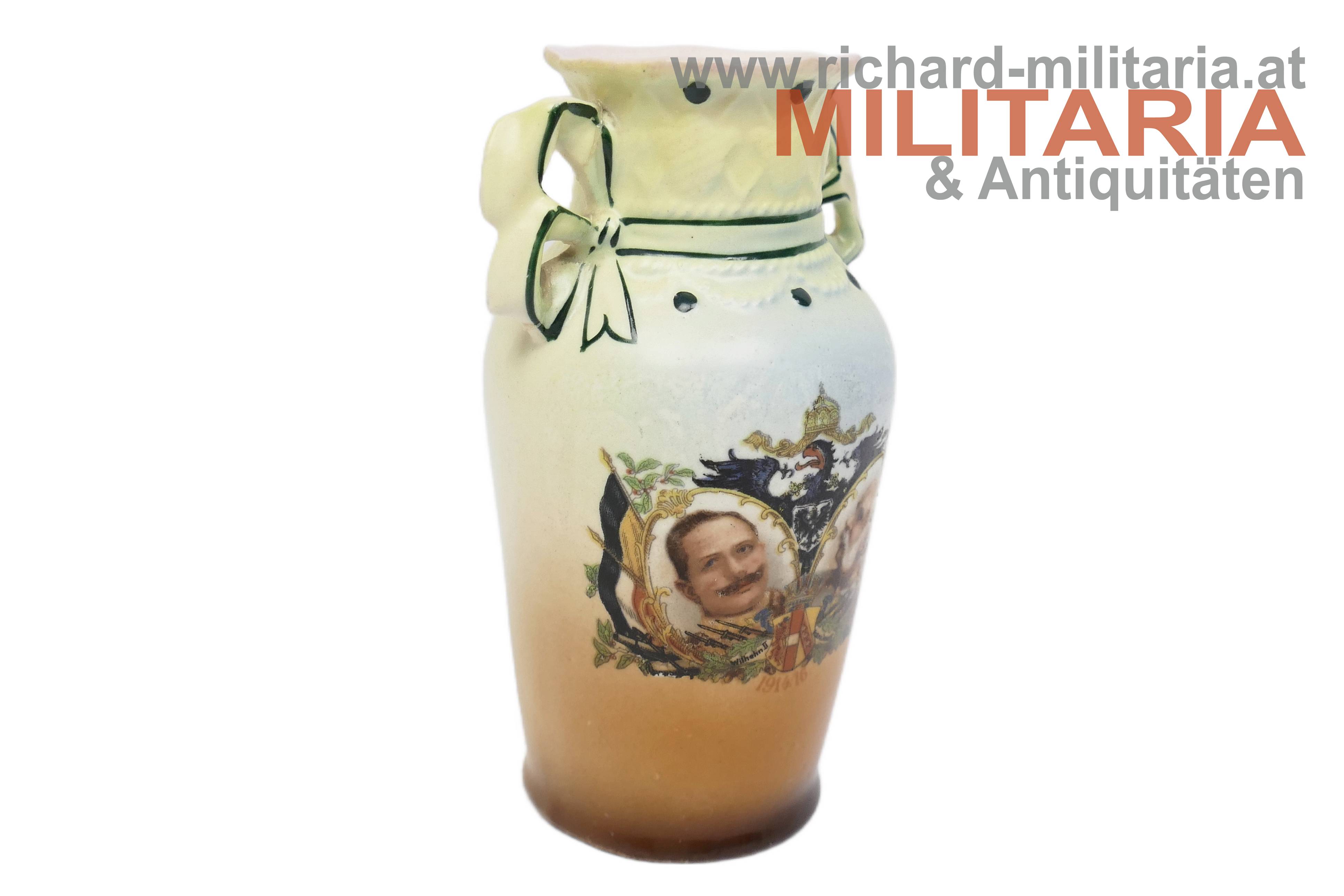 k.u.k. patriotische Vase - Kaiser Franz Joseph & Kaiser Wilhelm 1914/16