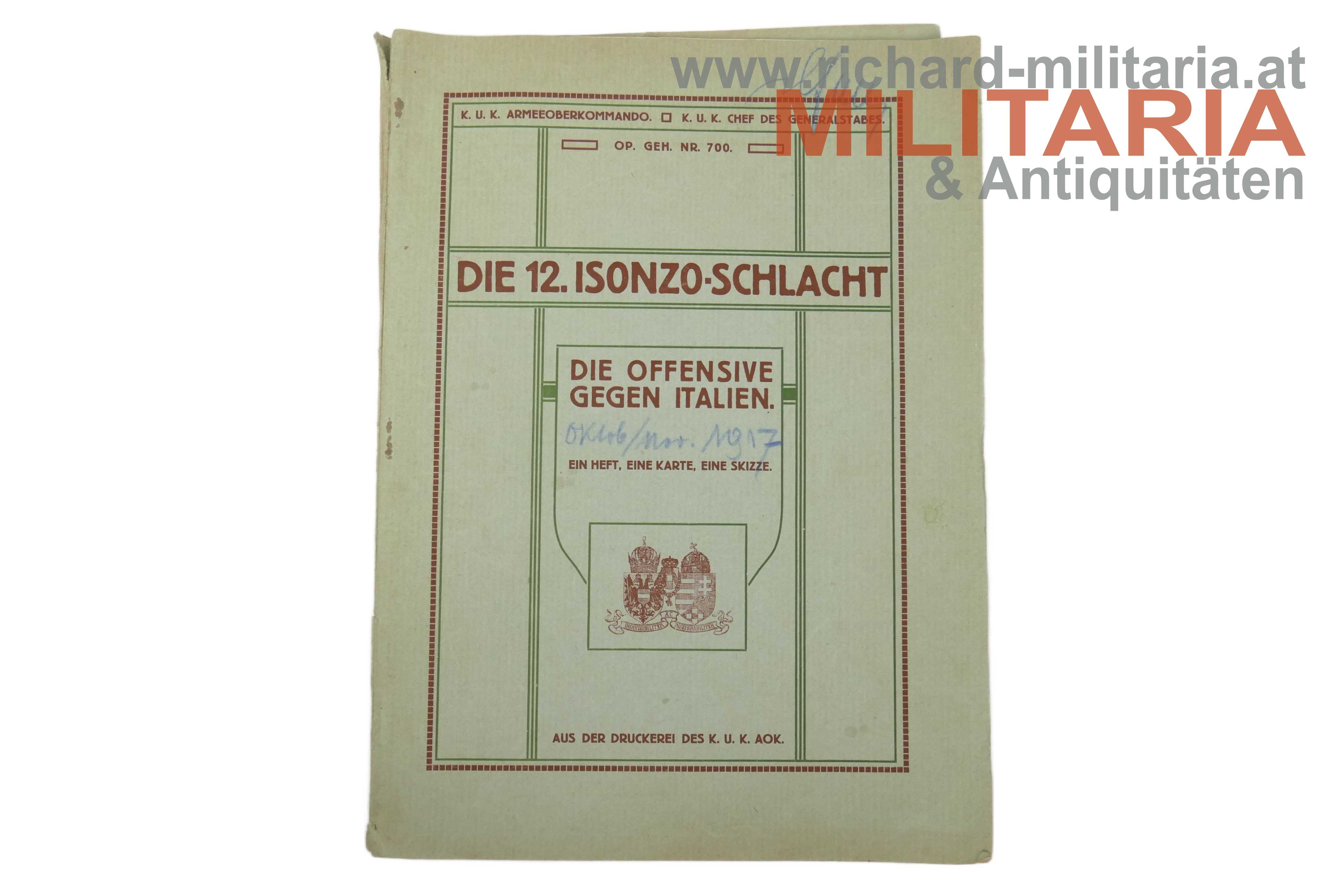 Die 12. Isonzo-Schlacht - FmLt. Hrozny Edler von Bojemil - Die Offensive gegen Italien