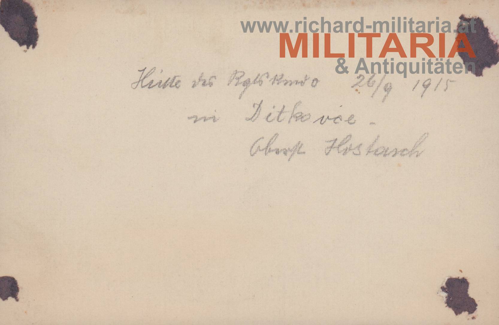 k.u.k. PK - Oberst Hostasch vor Hütte des Regiments-Kommandos - IR97