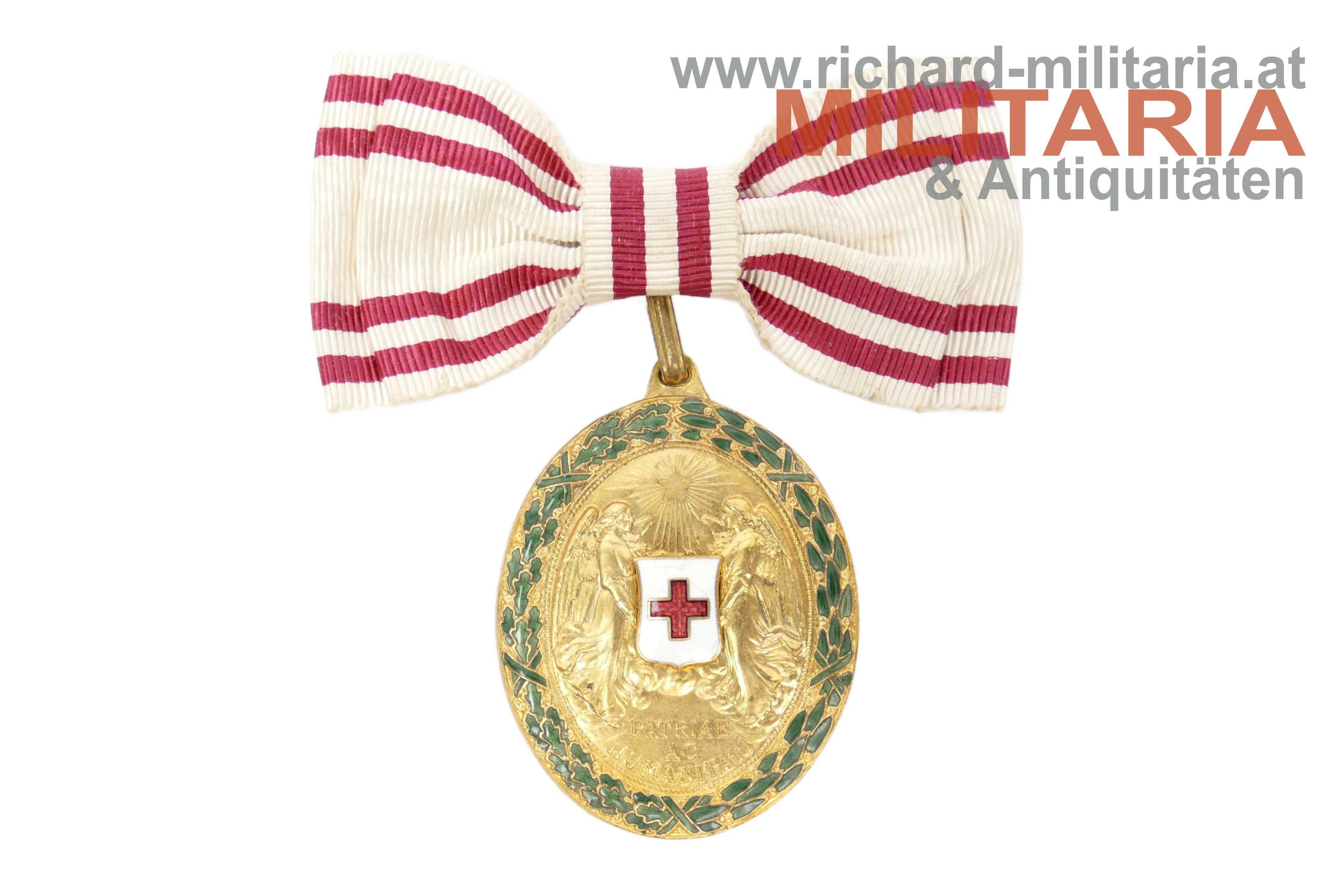 Rotes Kreuz - Bronzene Ehrenmedaille mit KD & Damenmasche mit Etui