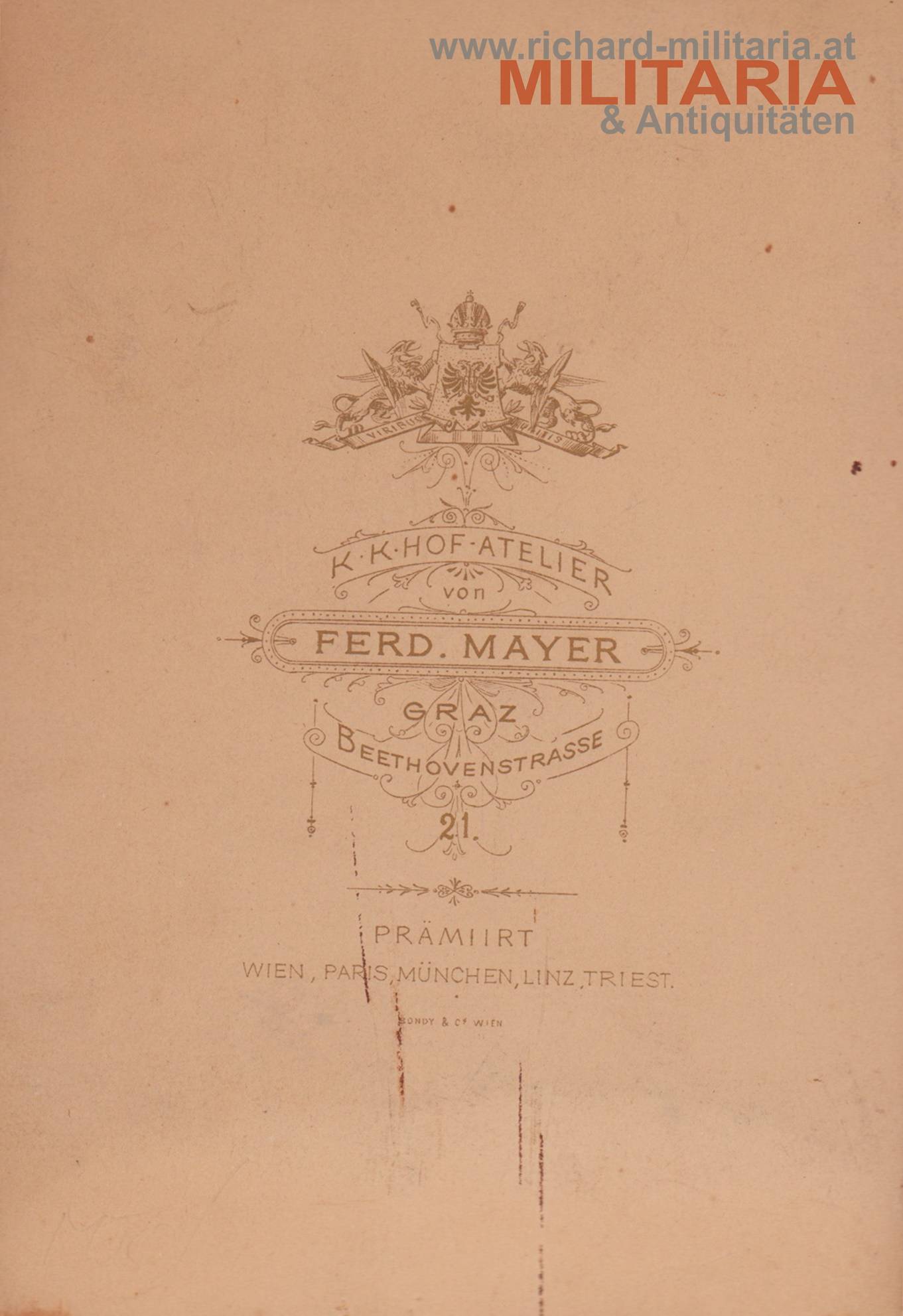 k.k. Hartkartonfoto - Franz Freiherr Kuhn von Kuhnenfeld - ORIGINALUNTERSCHRIFT