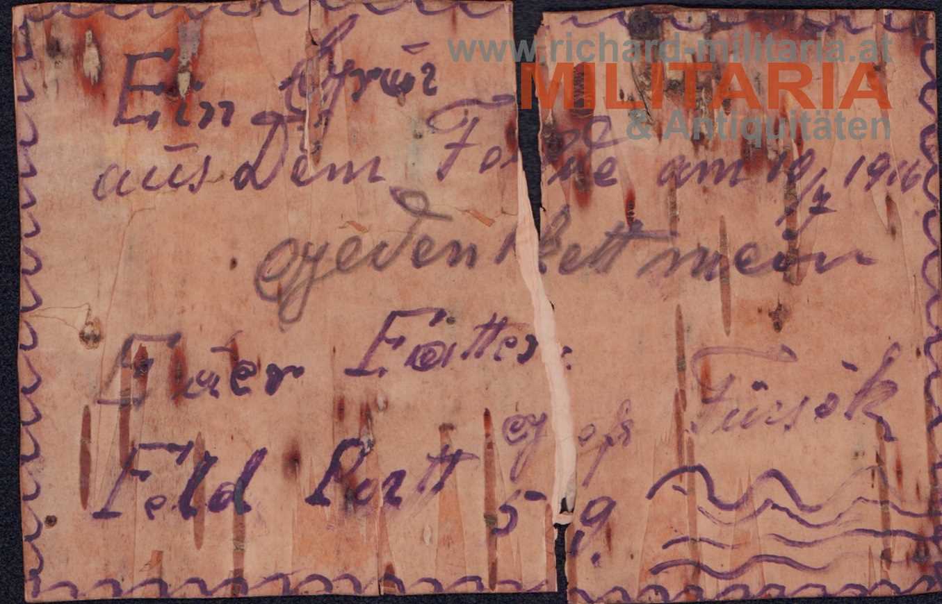 k.u.k. Feldpostkarte aus Birkenrinde