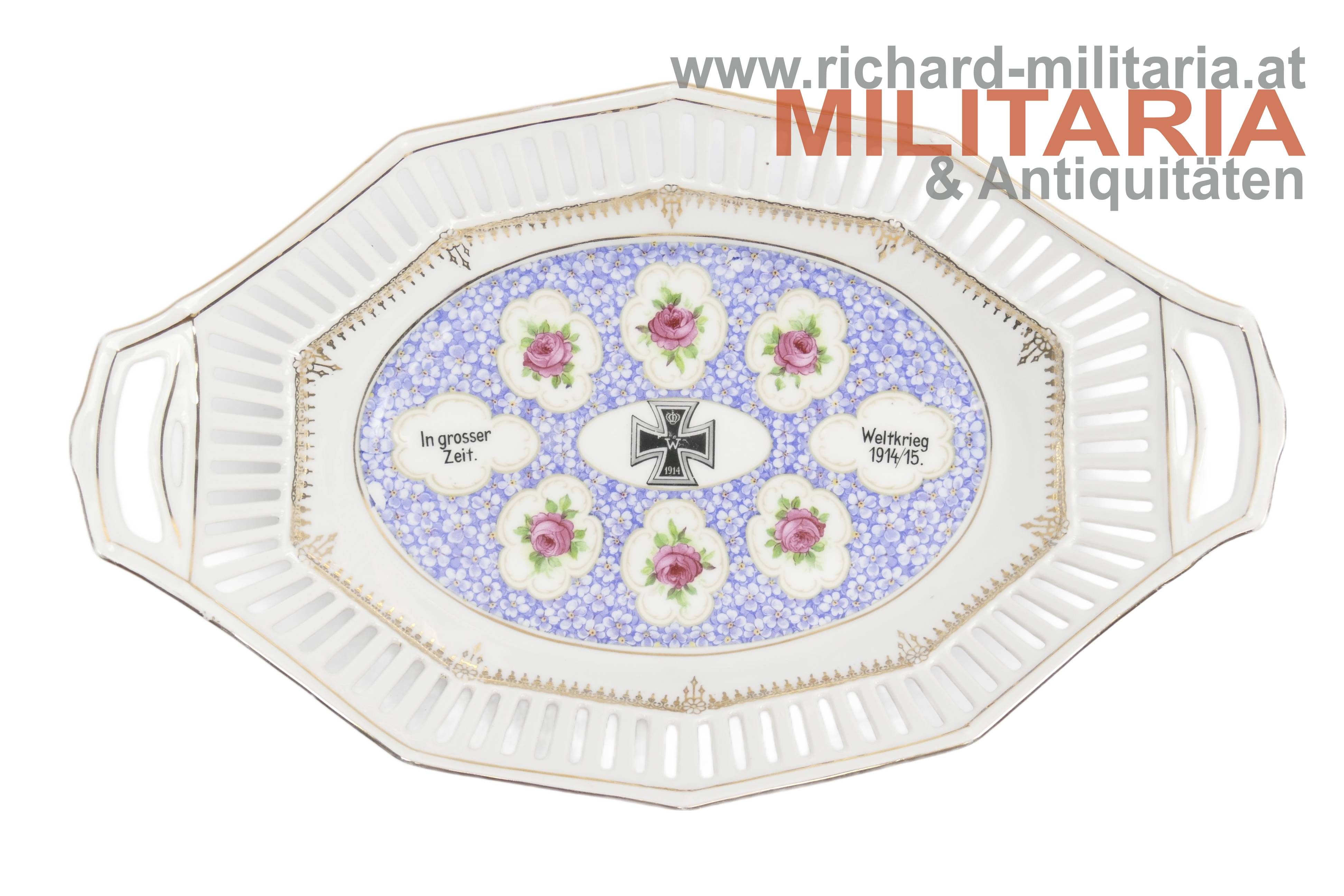 patriotische Porzellanschale - In grosser Zeit - Weltkrieg 1914/15
