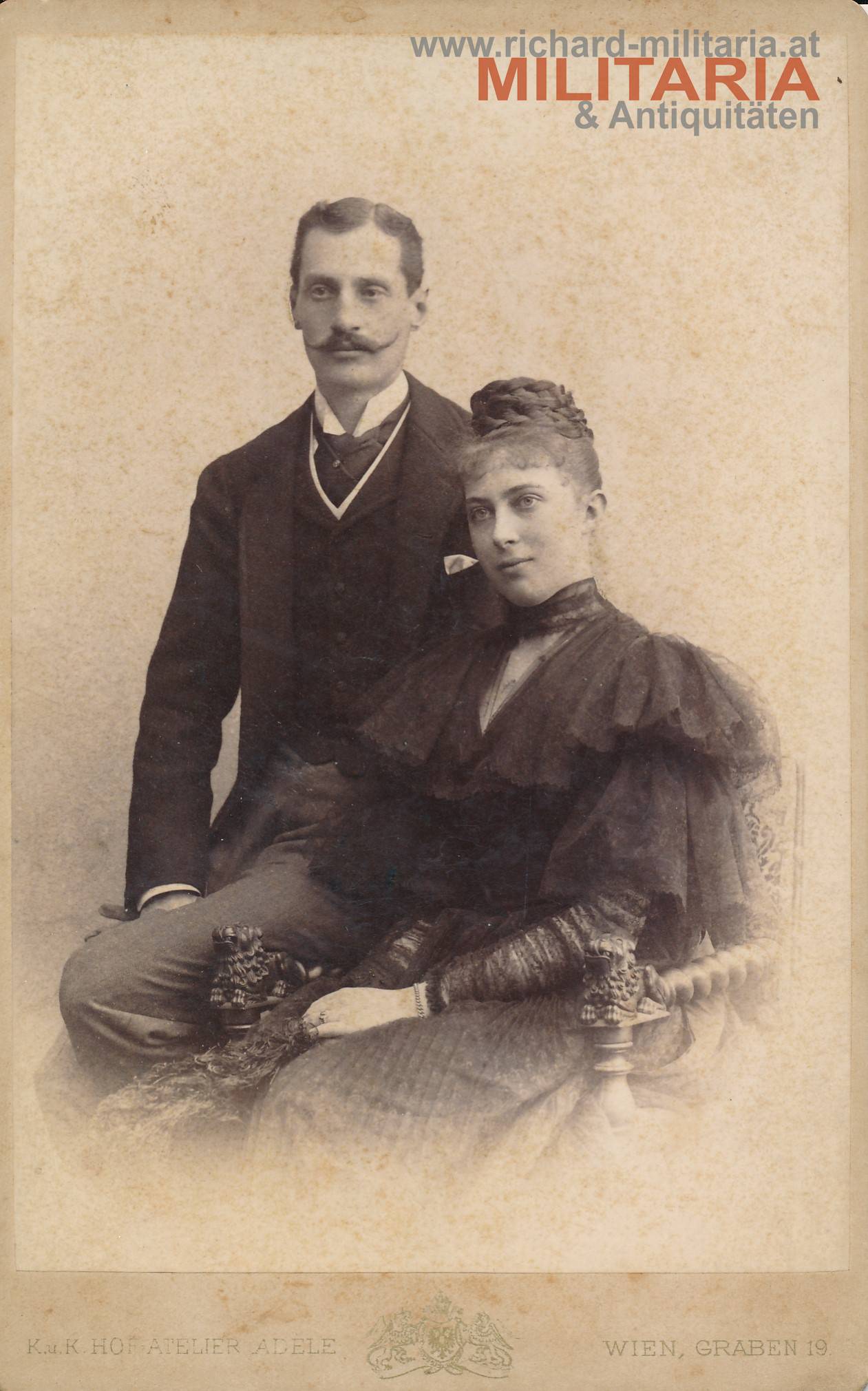 k.u.k. Hartkartonfoto - Fürst Enrico Lucchesi-Palli von Campofranco und Gattin Maria Raineria