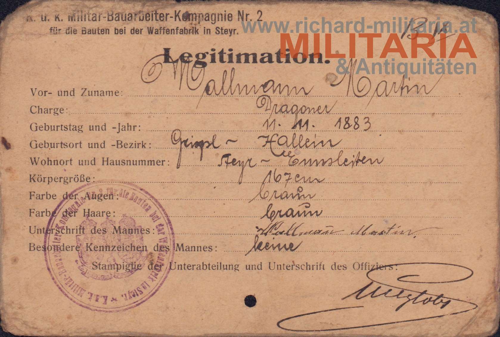 k.u.k. Militär-Bauarbeiter-Komp. 2 - WAFFENFABRIK STEYR