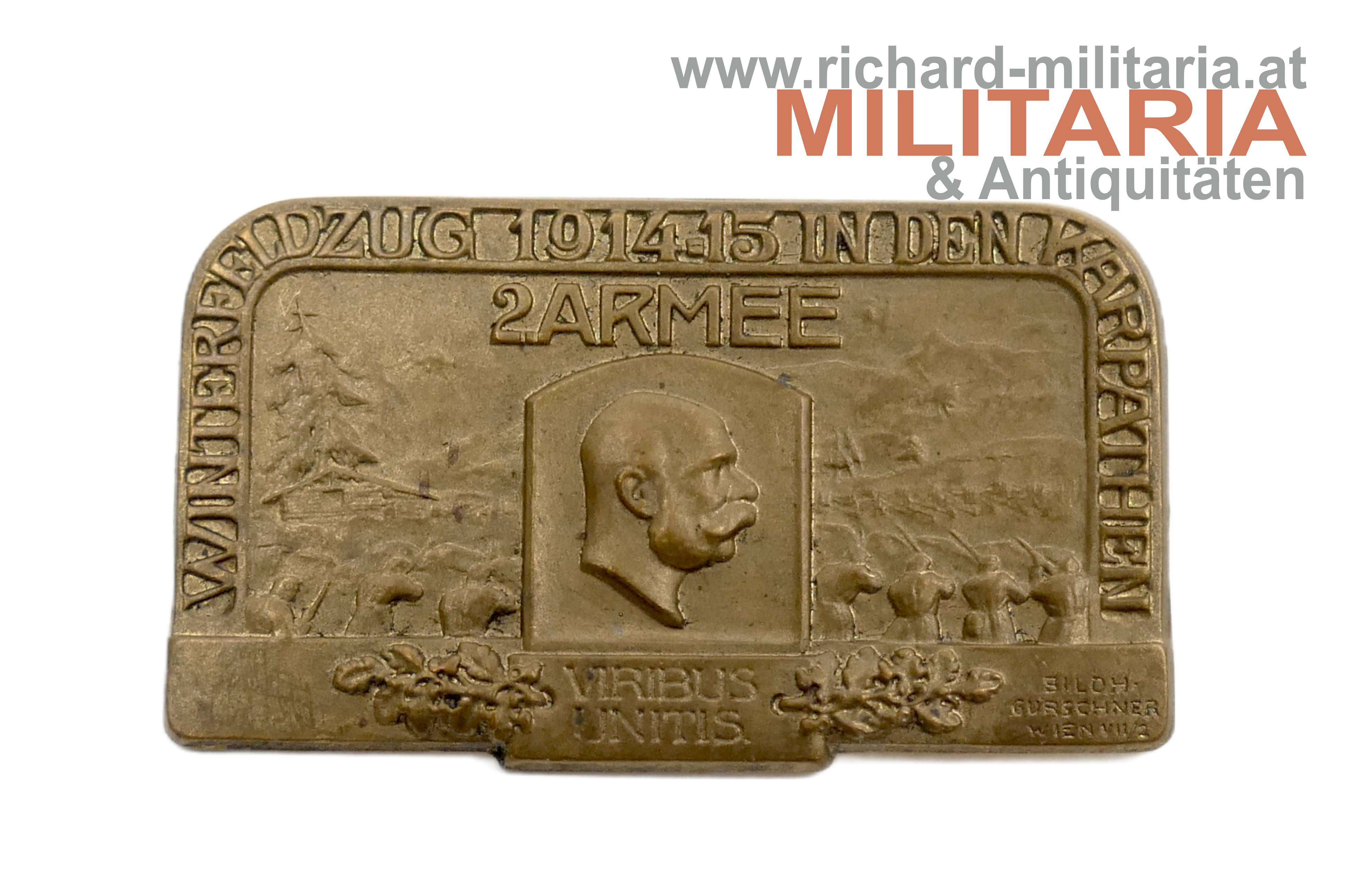 k.u.k. Kappenabzeichen - 2. Armee - Winterfeldzug i. d. Karpathen - 1914-15