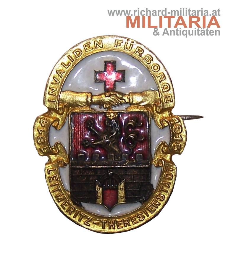 k.u.k. patriotisches Abzeichen - Invalidenfürsorge Leitmeritz - Theresienstadt 1914-1915