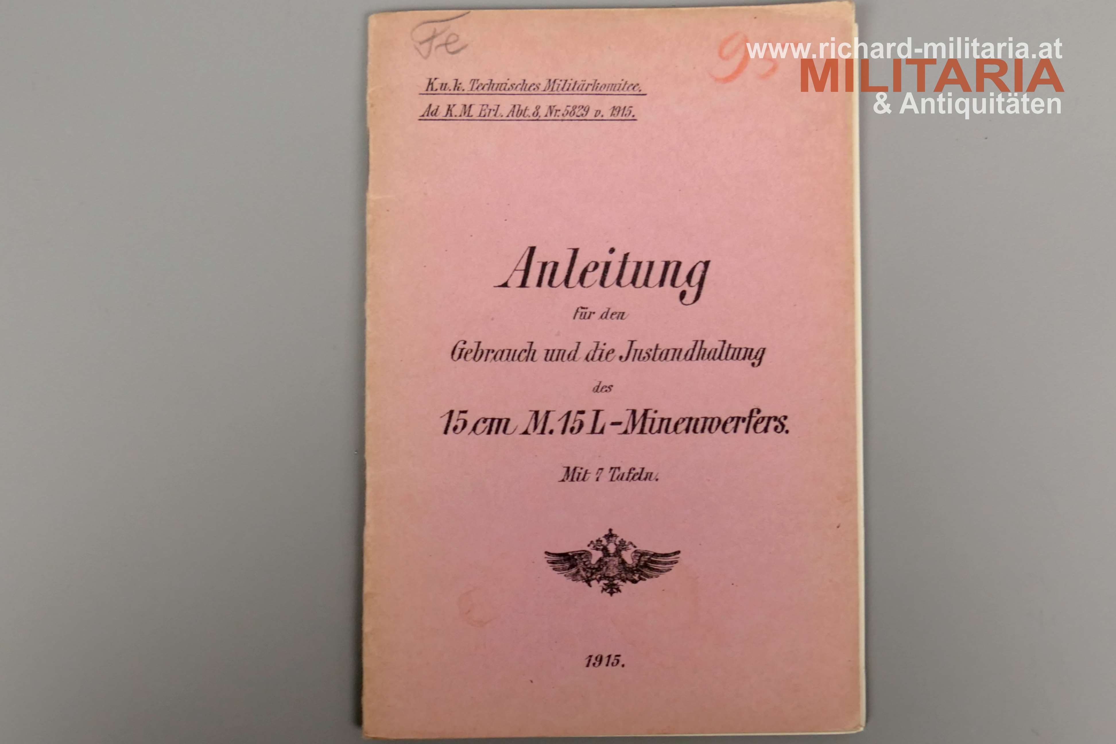 k.u.k. Anleitung f. d. Gebrauch & Instandhaltung  d. 15cm M15 L-Minenwerfers