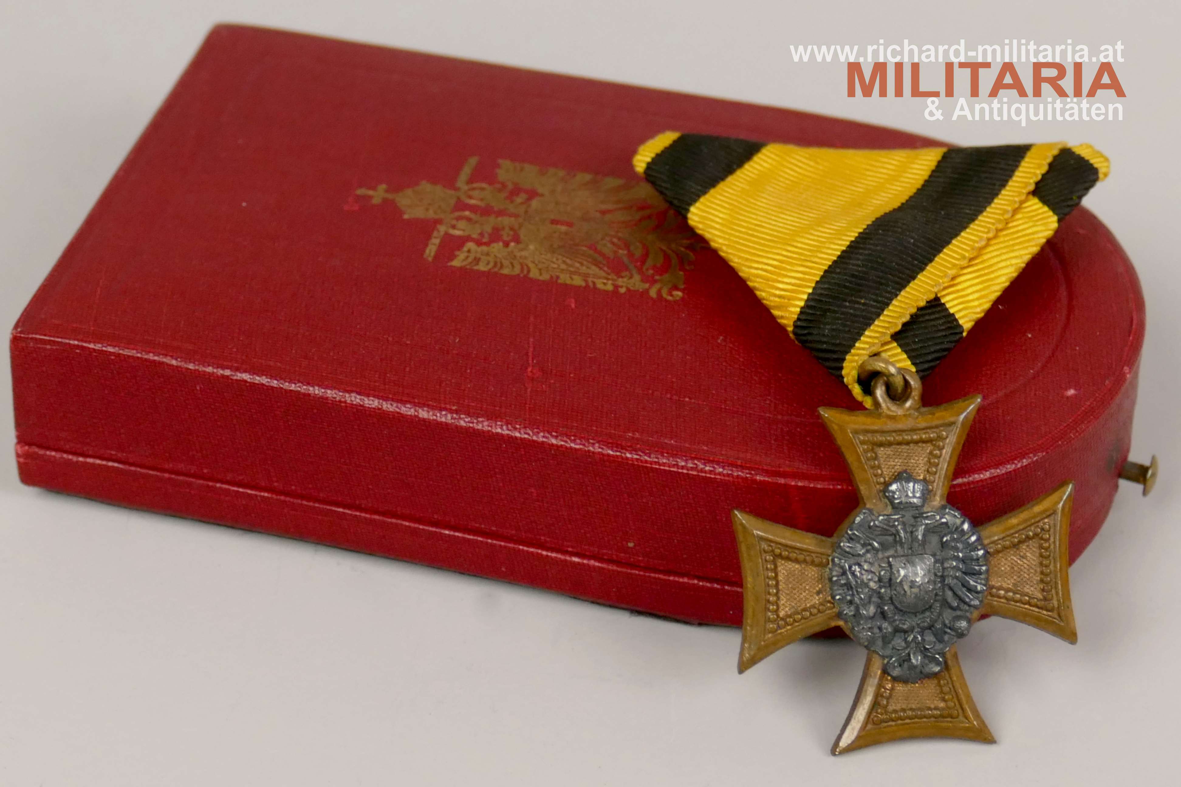 k.u.k. Militärdienstzeichen Offizier 25 Jahre (1. Modell) mit Etui