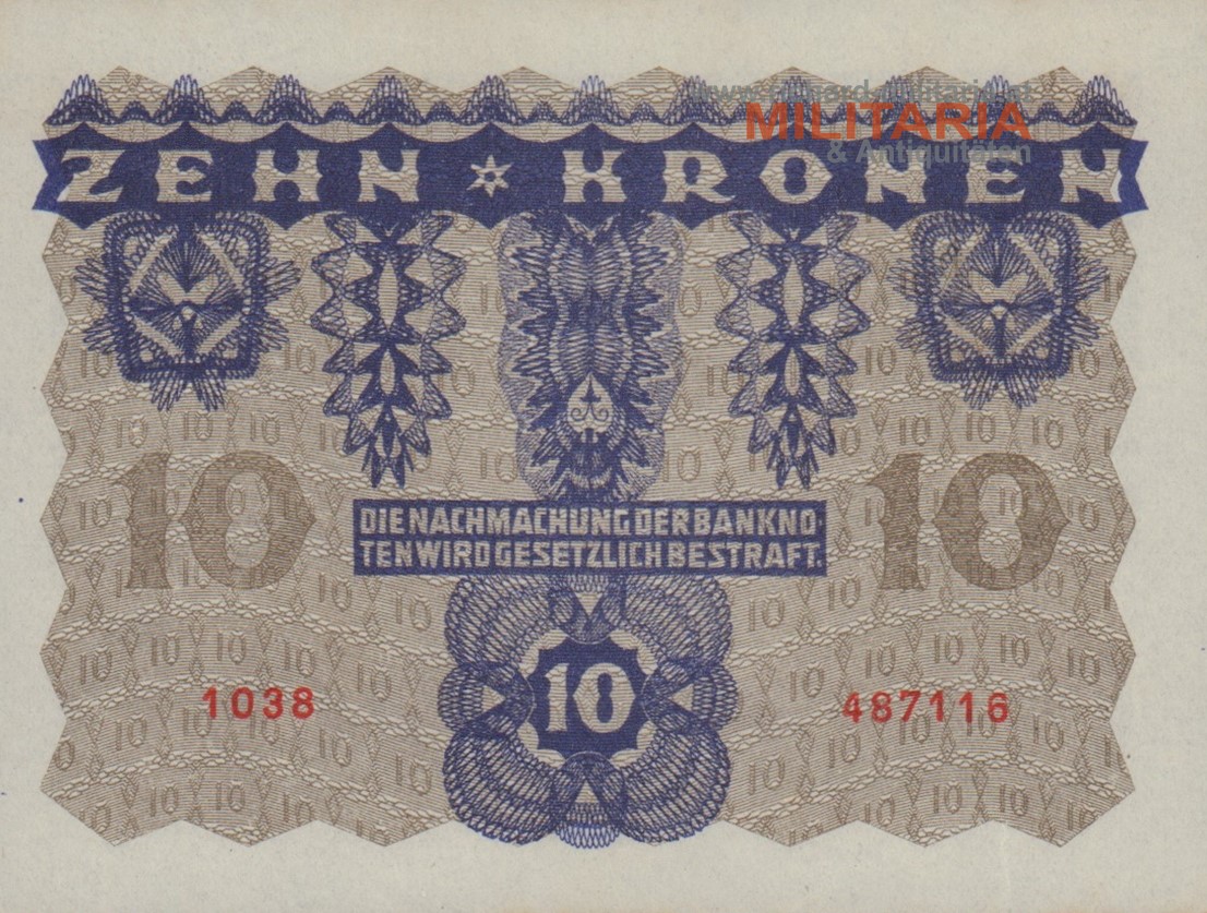 10 Kronen - Banknote Österreichisch-ungarische Bank 1922 - MINT!