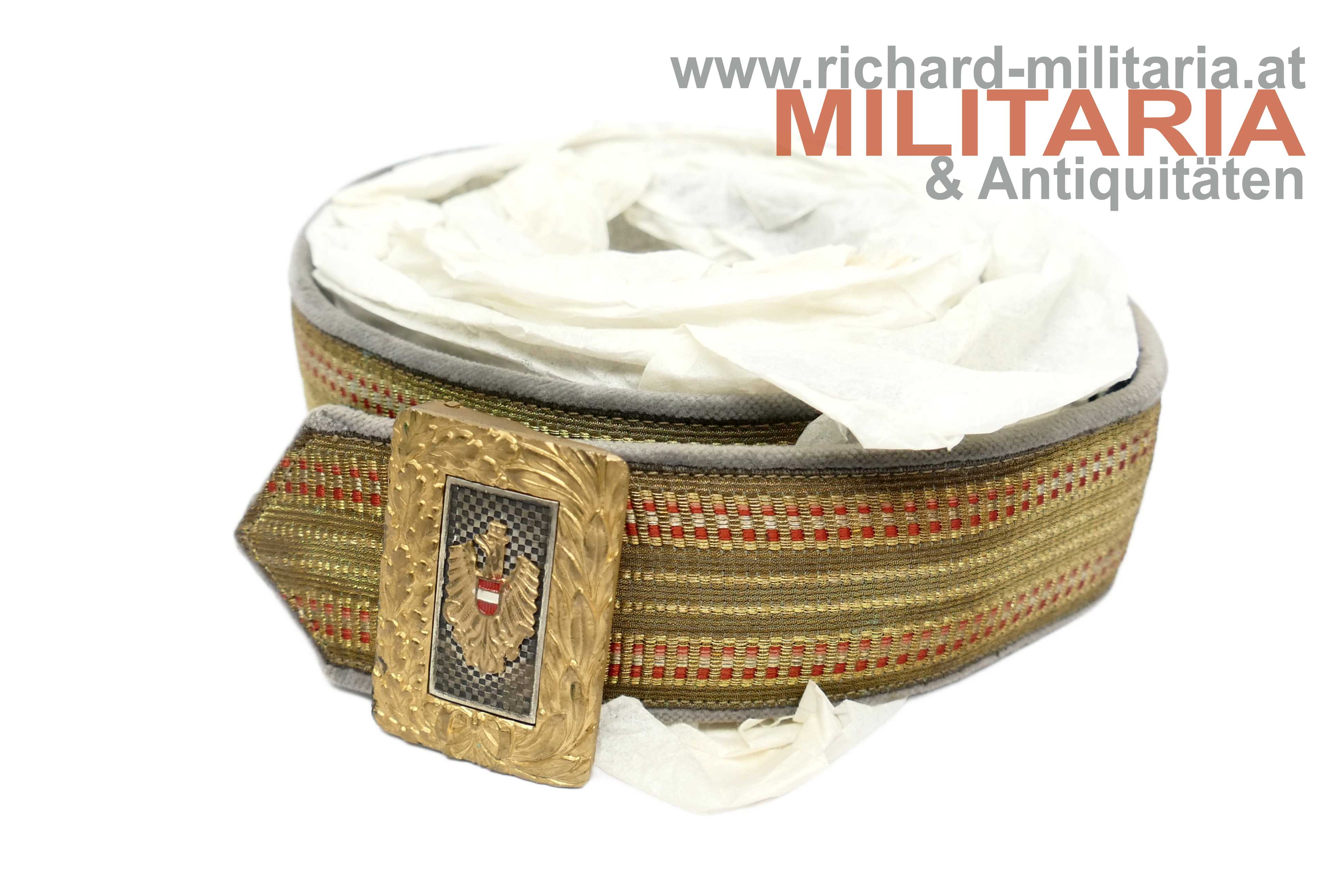 ÖBH Feldbinde für Offiziere - 1. schmale Form der Schnalle - Oblt. Mahr JgB 26