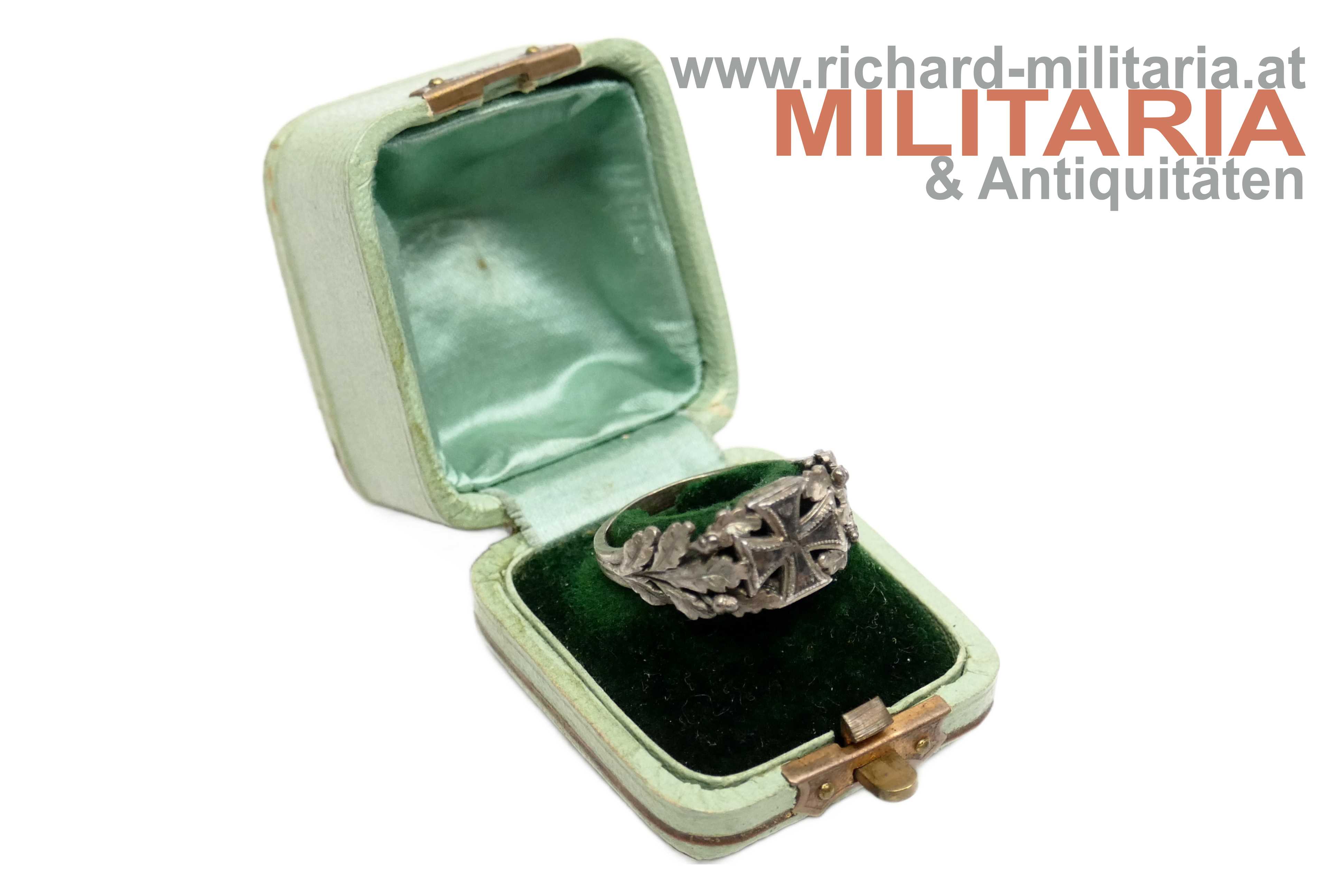 patriotischer Ring - Eisernes Kreuz im Etui - SILBER