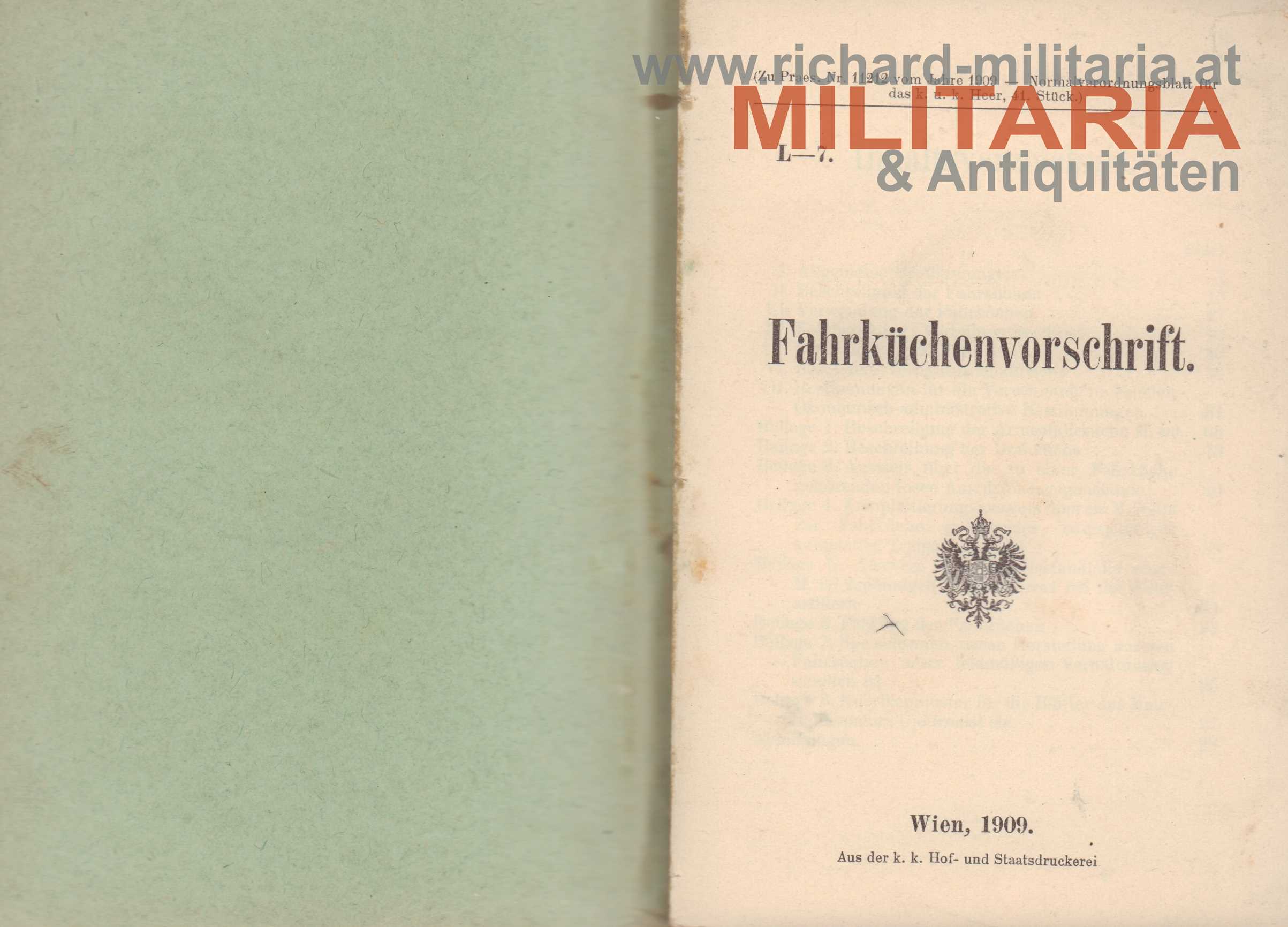 k.u.k. Fahrküchenvorschrift 1909