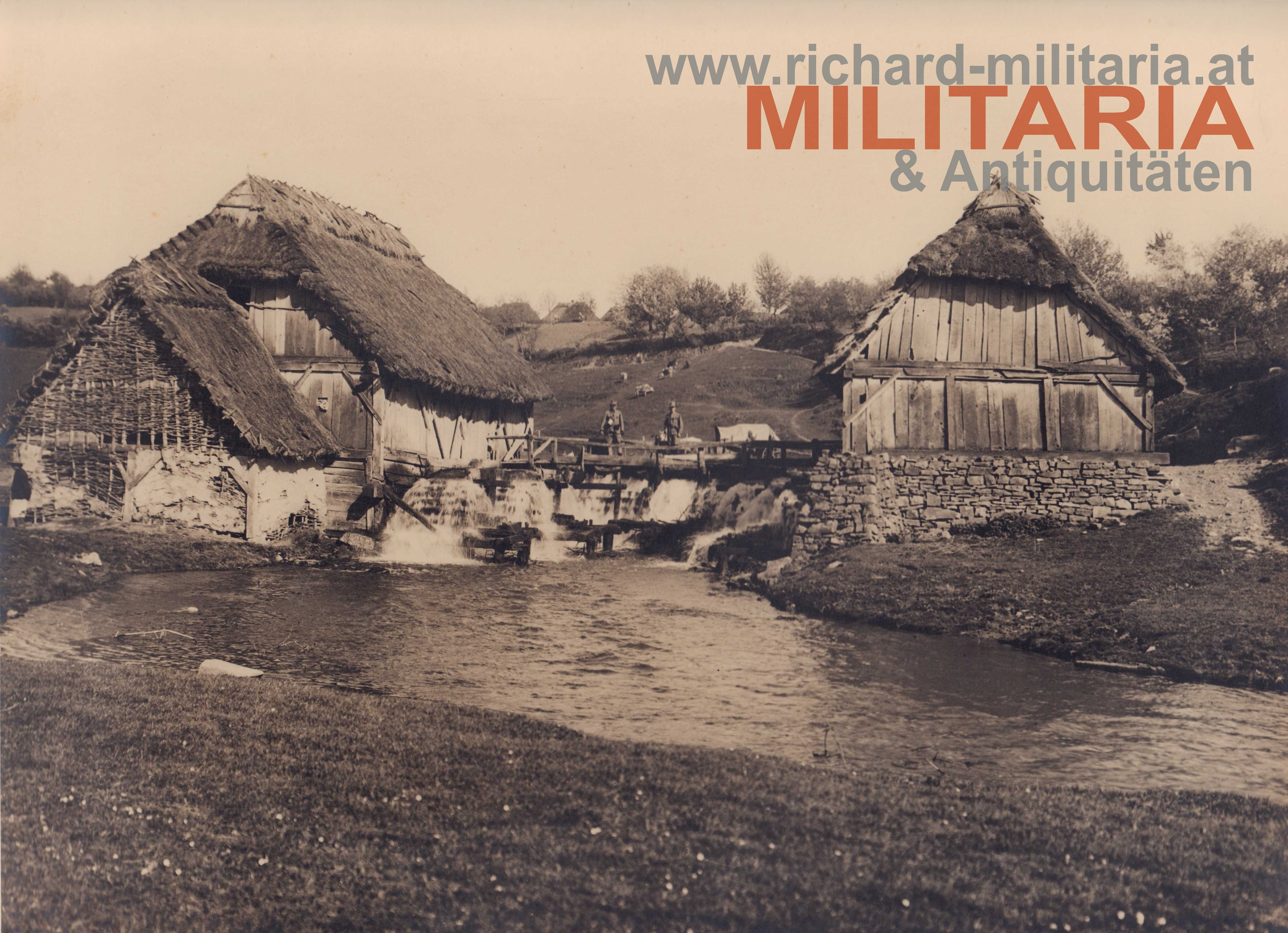 k.u.k Foto - österr. Soldaten bei der "Alten Wassermühle" in Petlikowce Stare - 12. ITD 