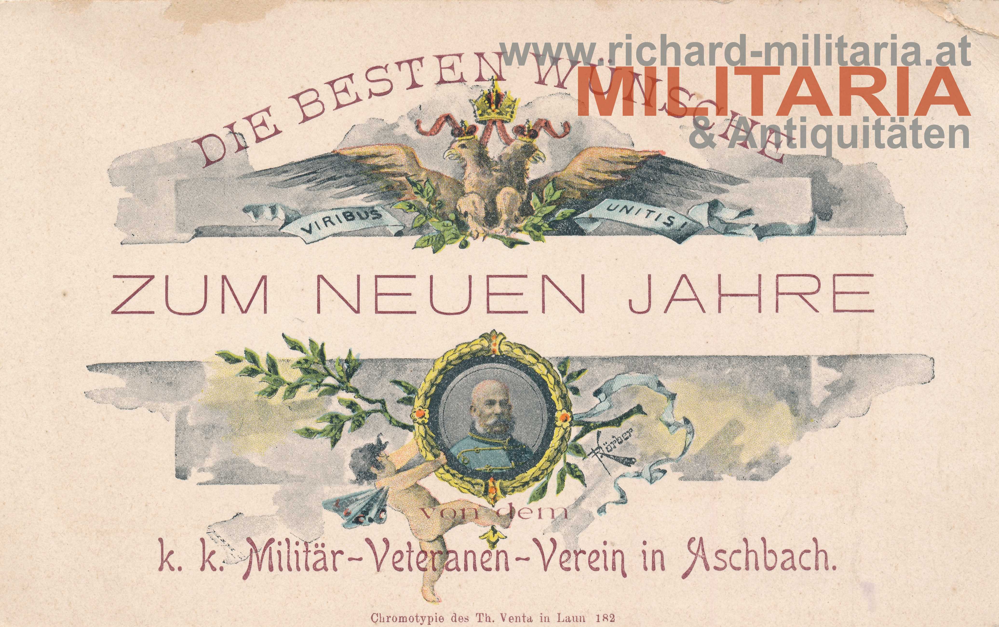 k.k. Militär-Veteranen-Verein in Aschach - Neujahrswunschkarte 