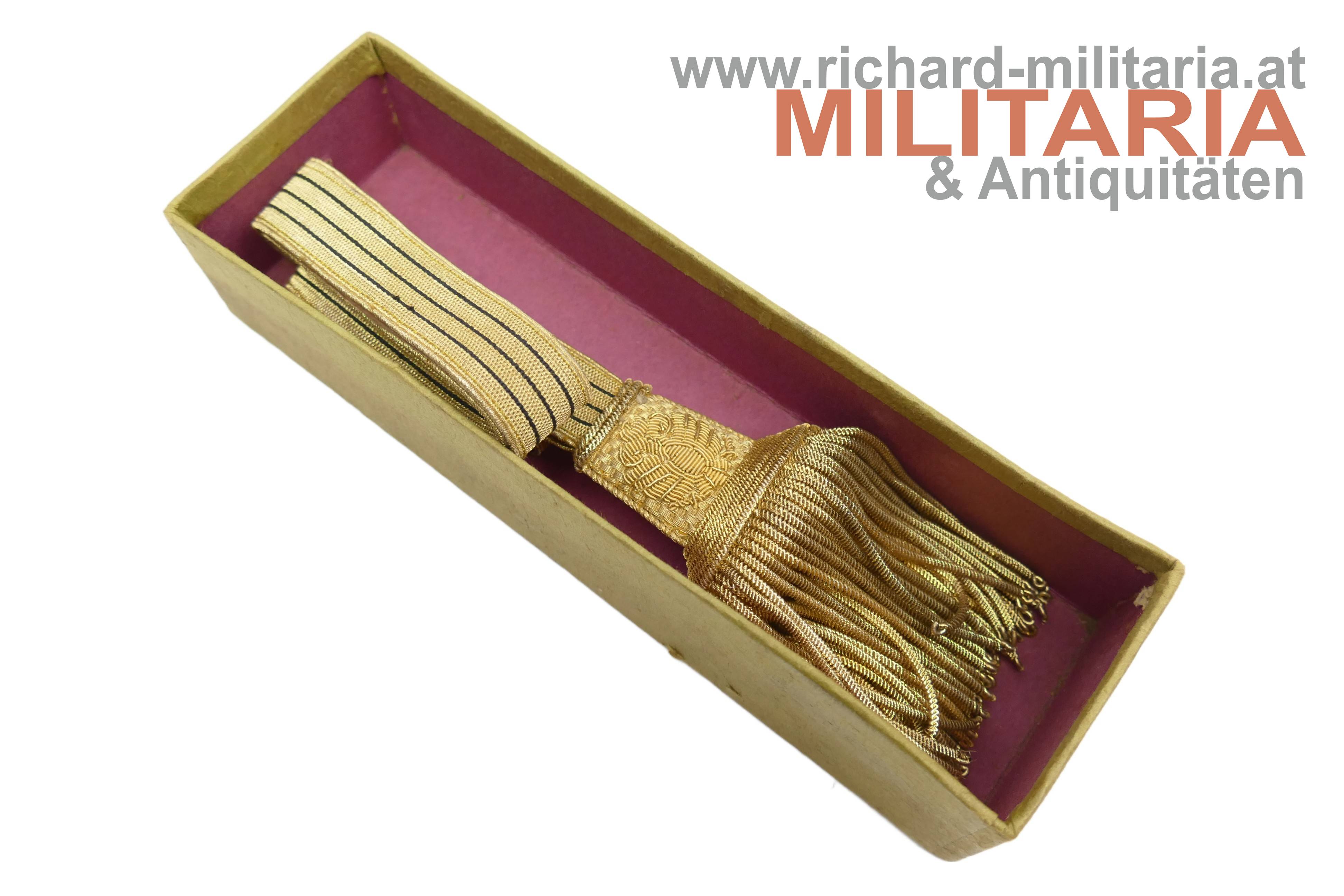 k.u.k. Säbel-Portepee Offizier - Kaiser Franz Joseph mit Verkaufsschachtel - MINT