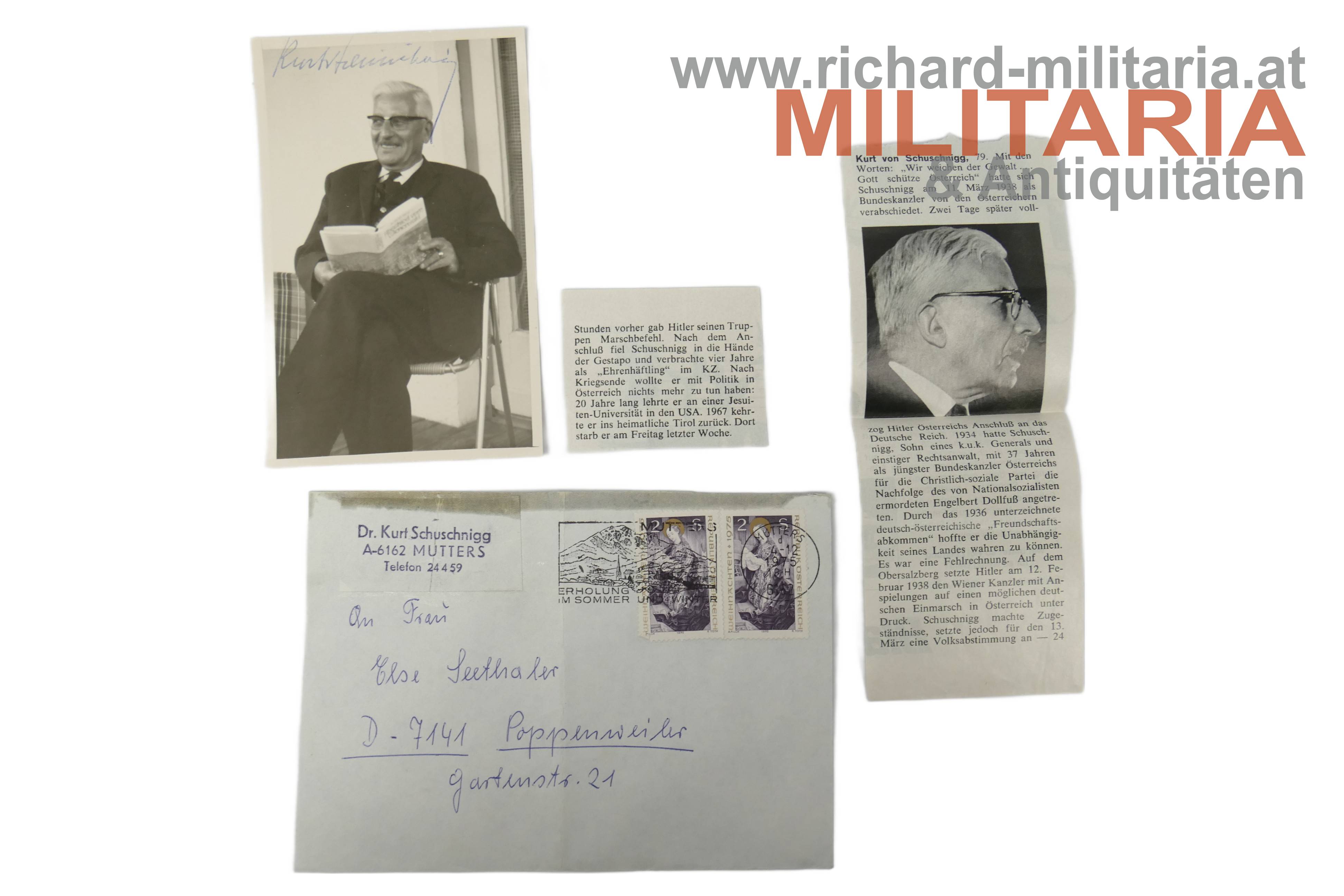 Dr. Kurt Schuschnigg - signiertes Foto