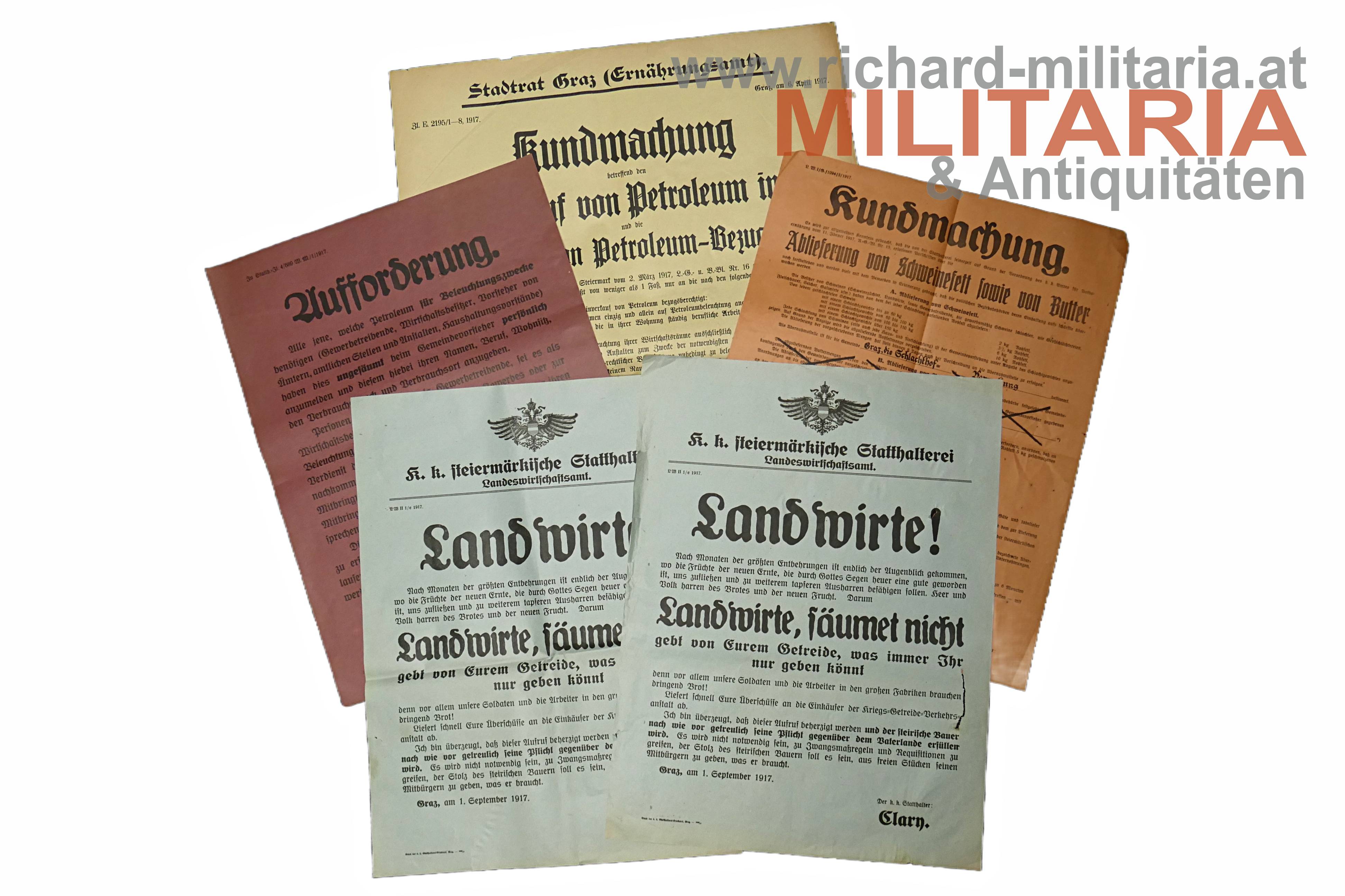 k.k. Konvolut steirische Wandplakate - 5 Stk.