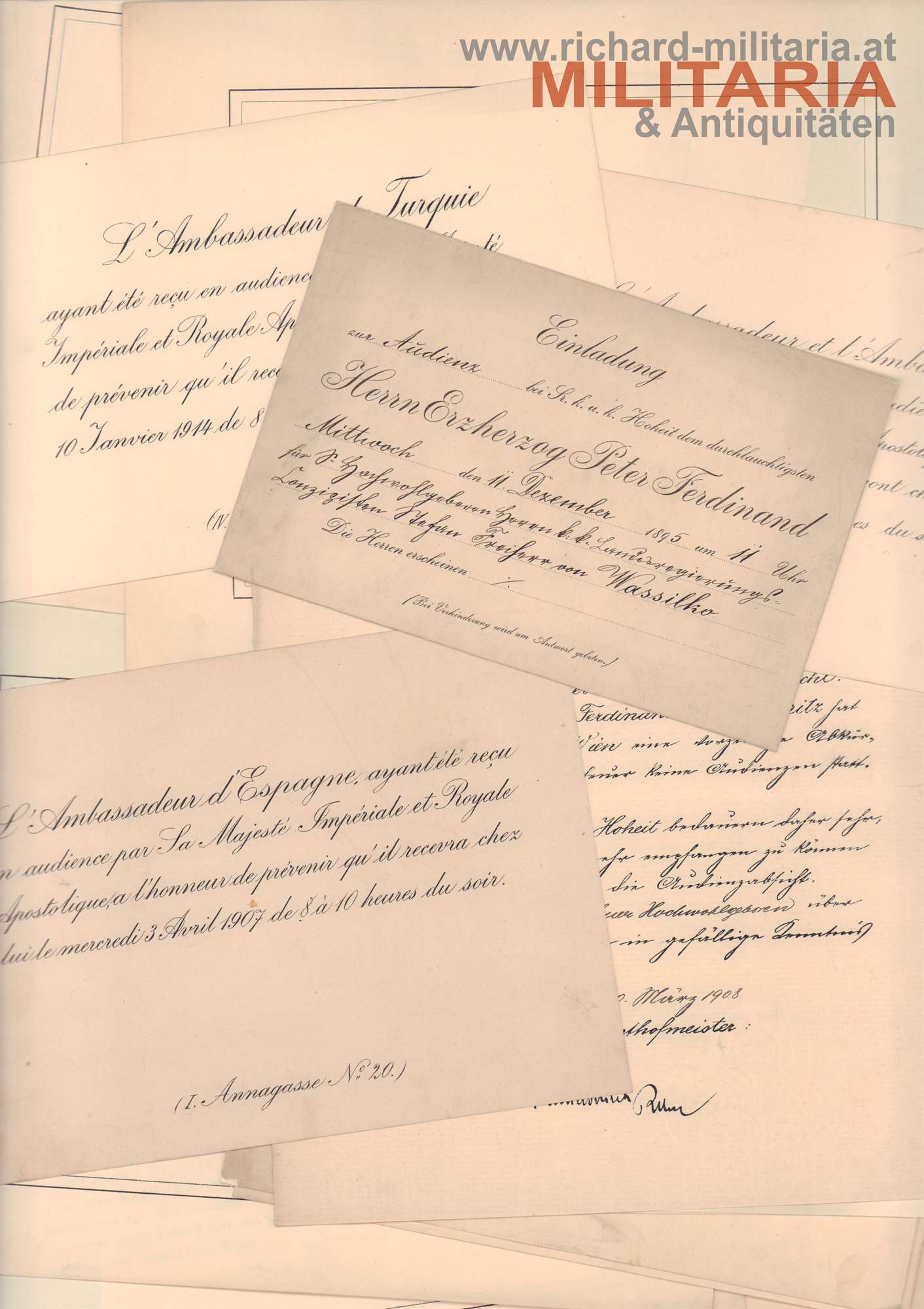 Dr. Stefan Freiherr v. Wassilko-Serecki "Hofansagen, Audienzeinladungen, Diplomatische Empfänge, etc" 