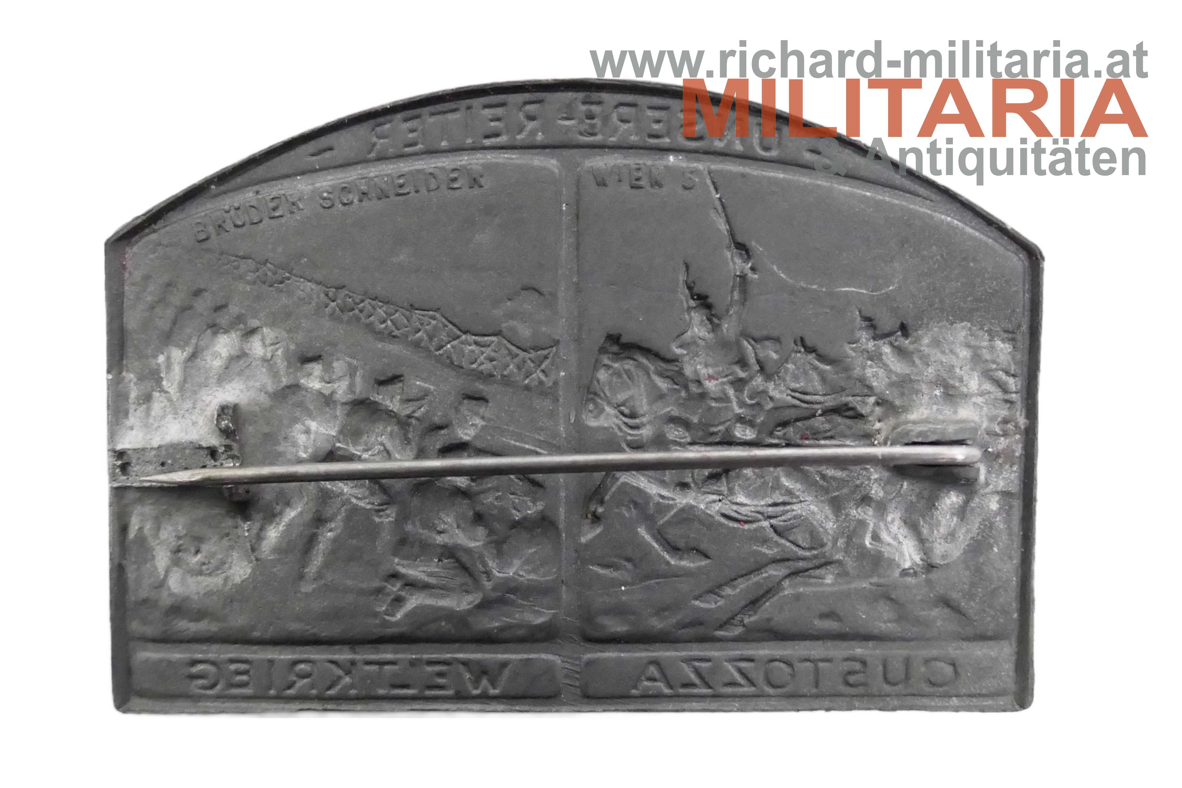 k.u.k. Kappenabzeichen "Unsere Reiter Custozza"