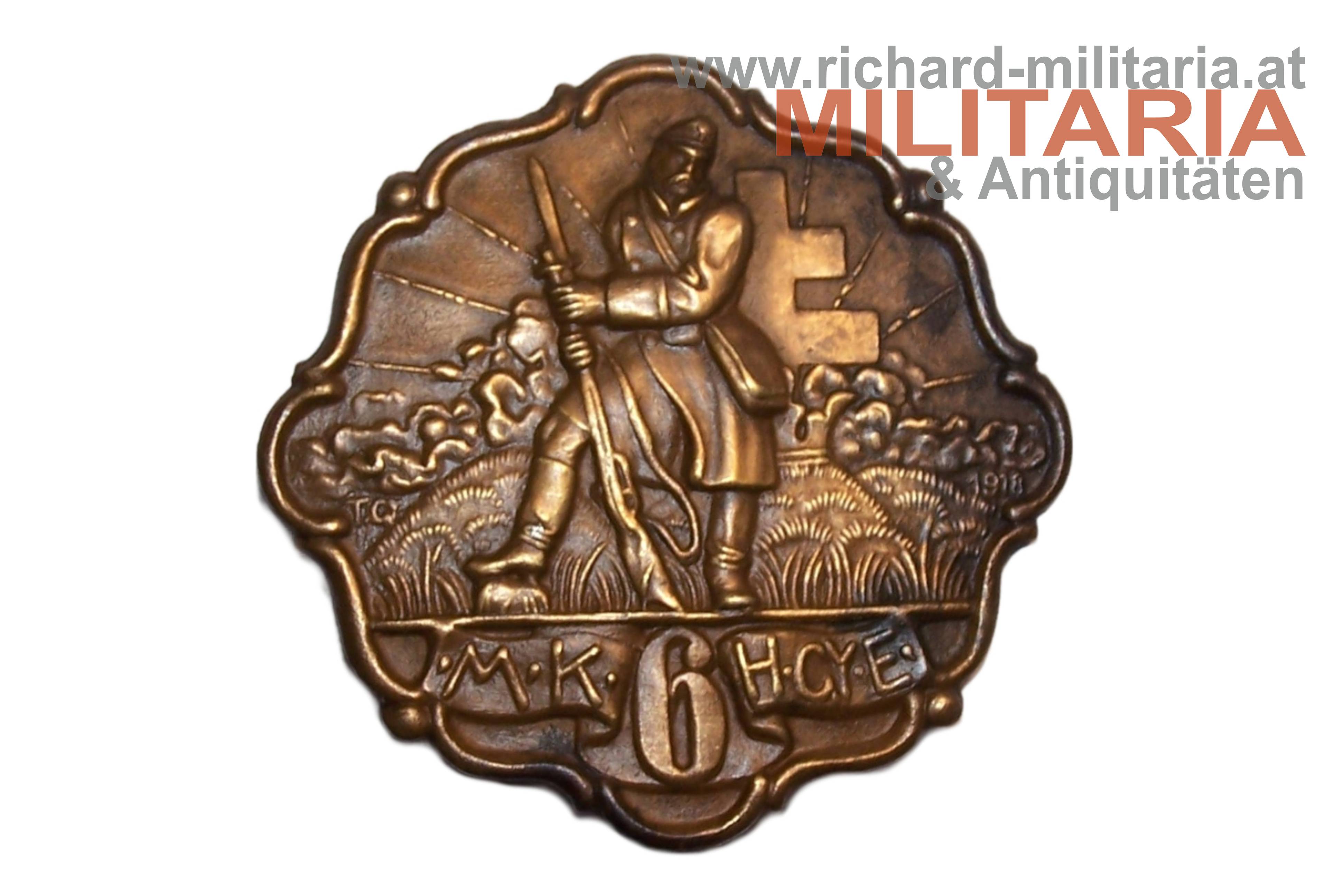 k.u. Kappenabzeichen - M.K.6.H.Gy.E. 1918 (Honvéd Infanterie Reg. 6)