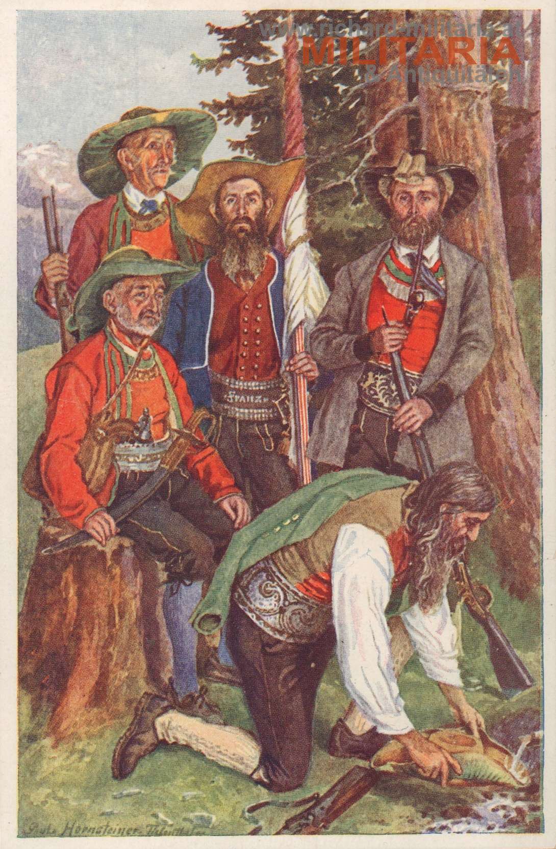 k.u.k. Postkarte  - Letztes Aufgebot des Schwazer Landsturmes - Historische Gruppe