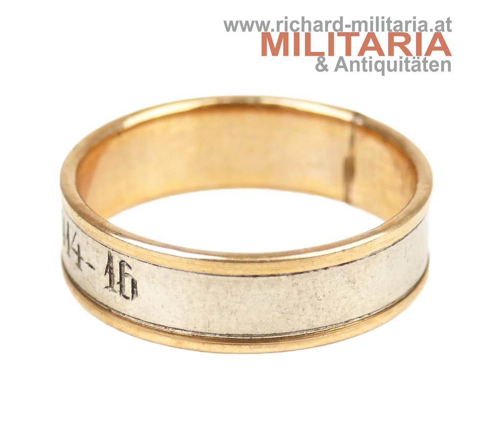 k.u.k. patriotischer Ring - "Weltkrieg 1914 - 16" GOLD-Einlage
