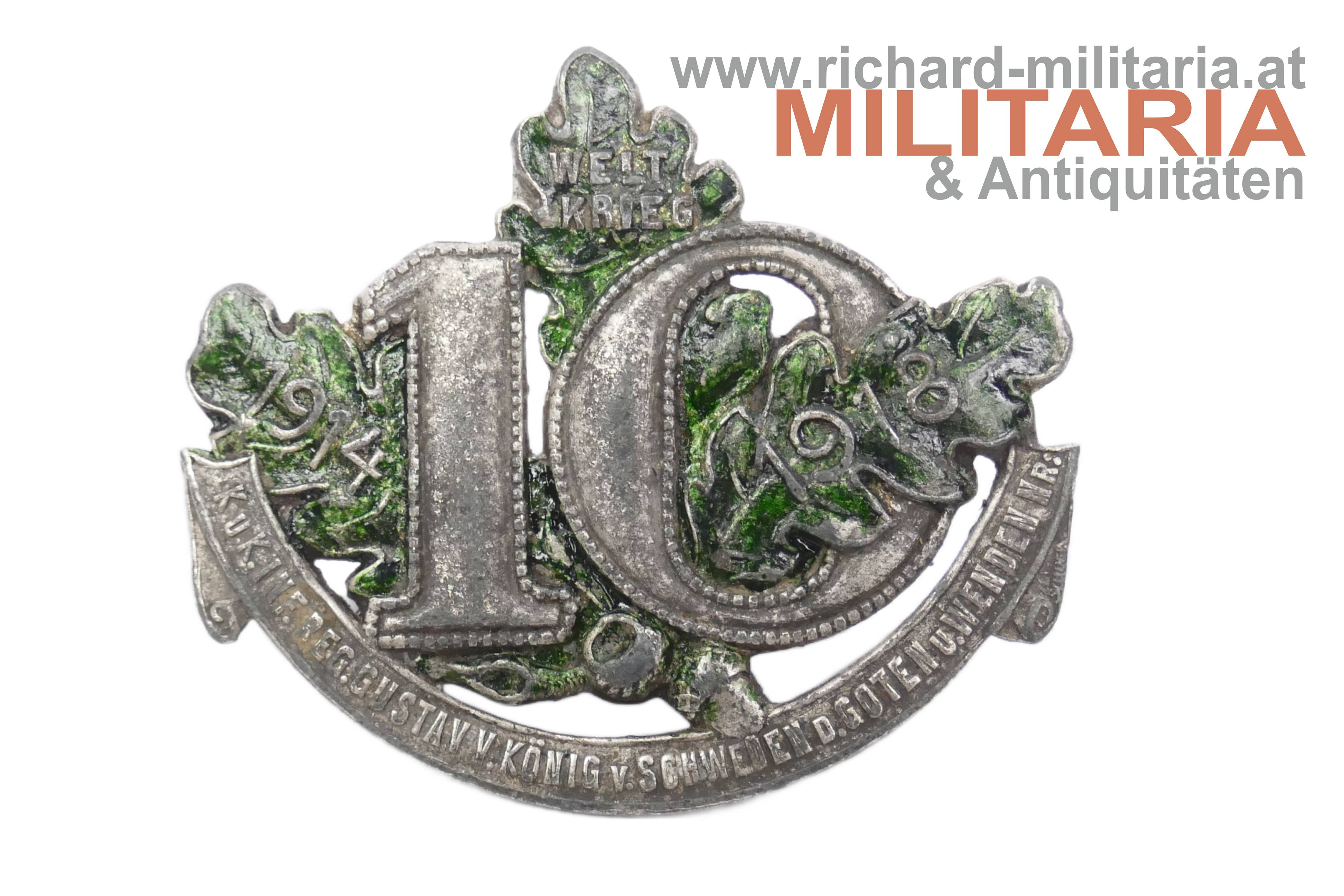k.u.k. Kappenabzeichen IR 10 - 1914-1918 