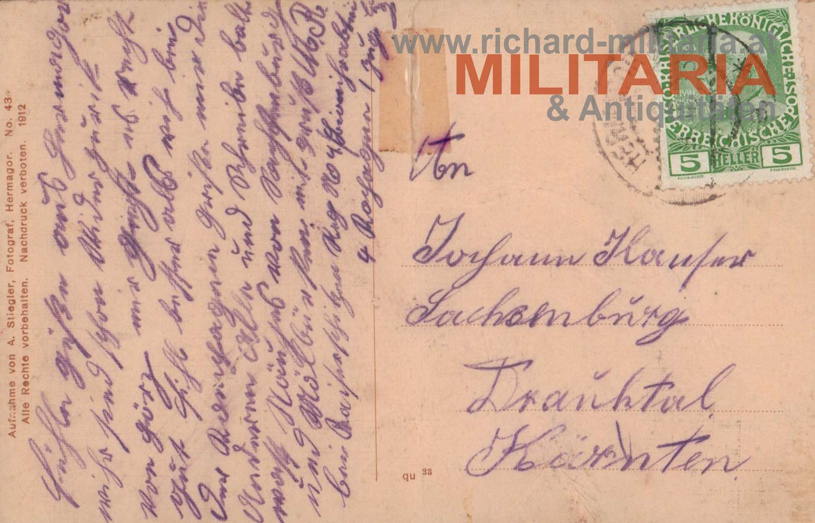 PK "k.k. Kaiserschütz in voller Ausrüstung und Kriegshund"