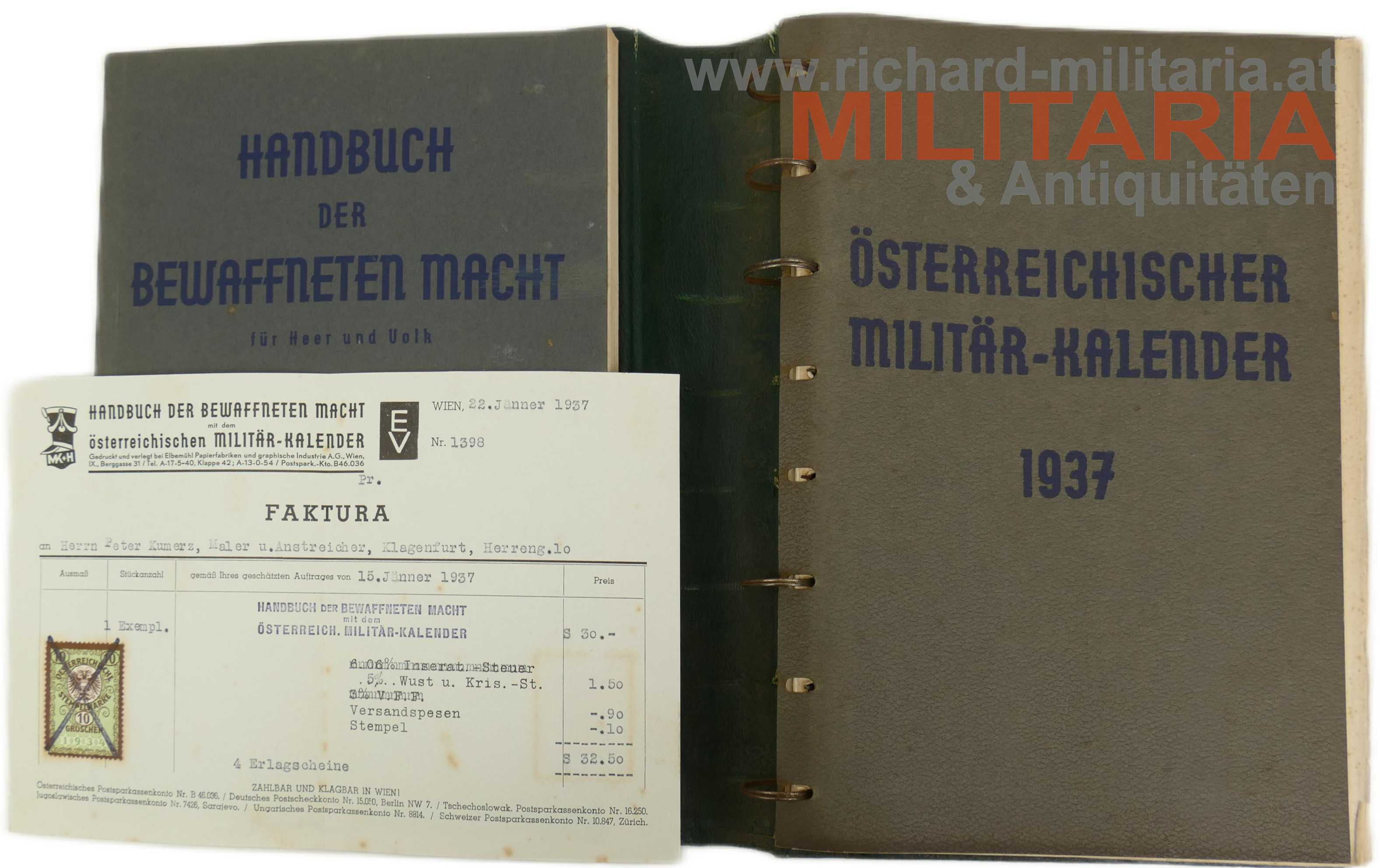 Handbuch der Bewaffneten Macht mit dem österr. Militärkalender 1937 