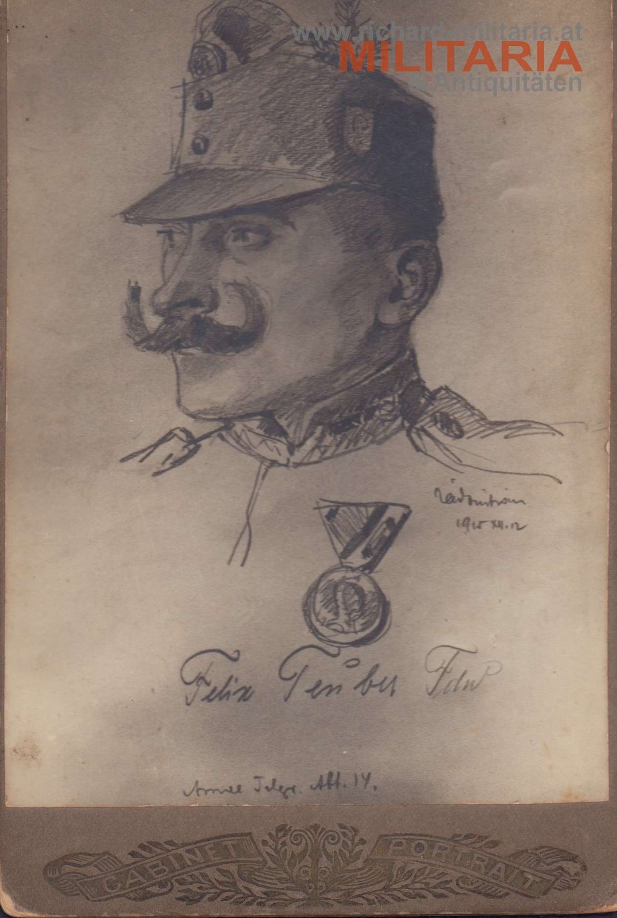 Hartkartonfoto Felix Teuber Feldw. - Armee Telegr. Abt. 14