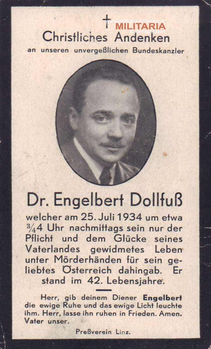 Dr. Engelbert Dollfuß - Sterbebild