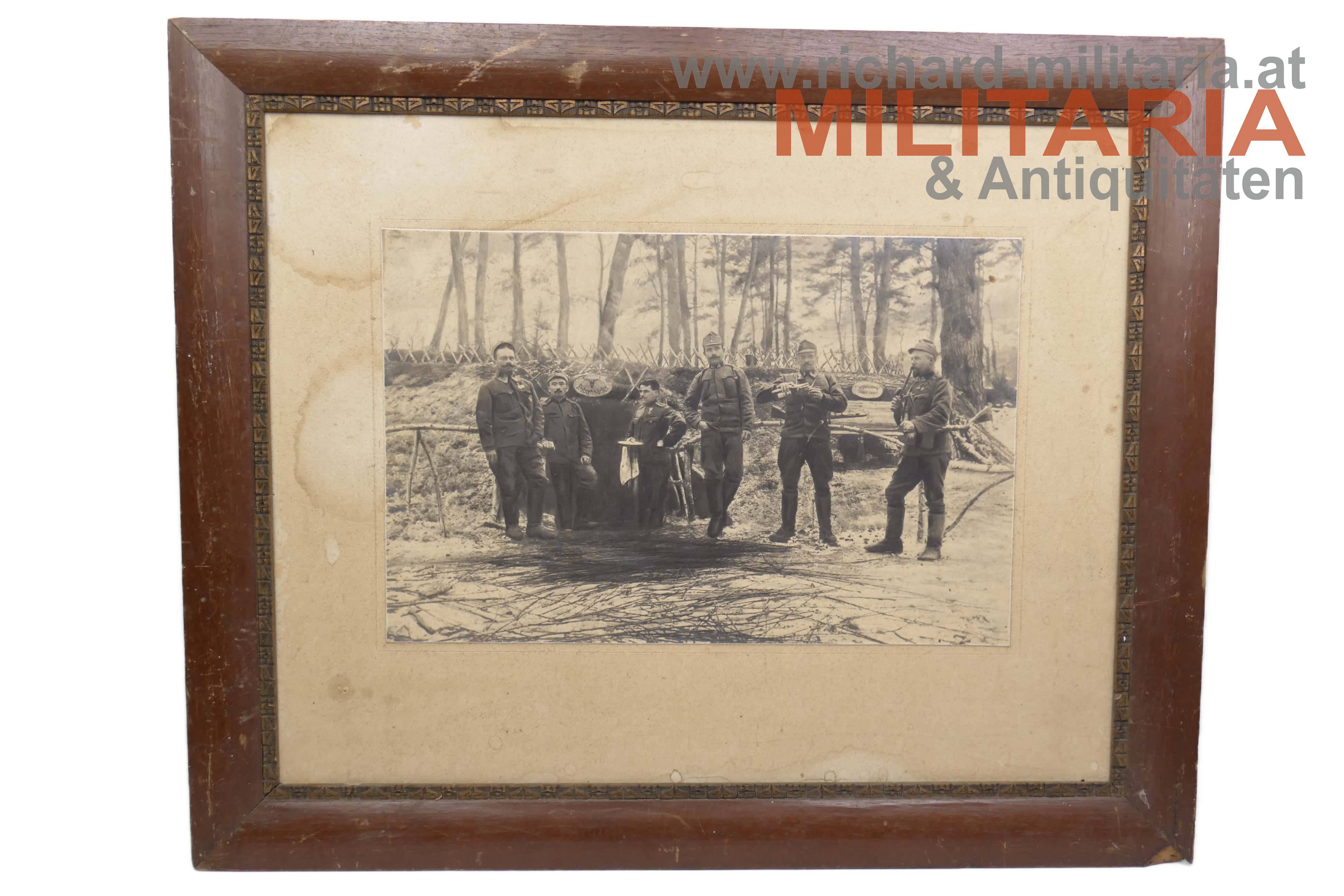 k.u.k. Foto - gerahmt "Hubertuskeller" - Stellung in Galizien