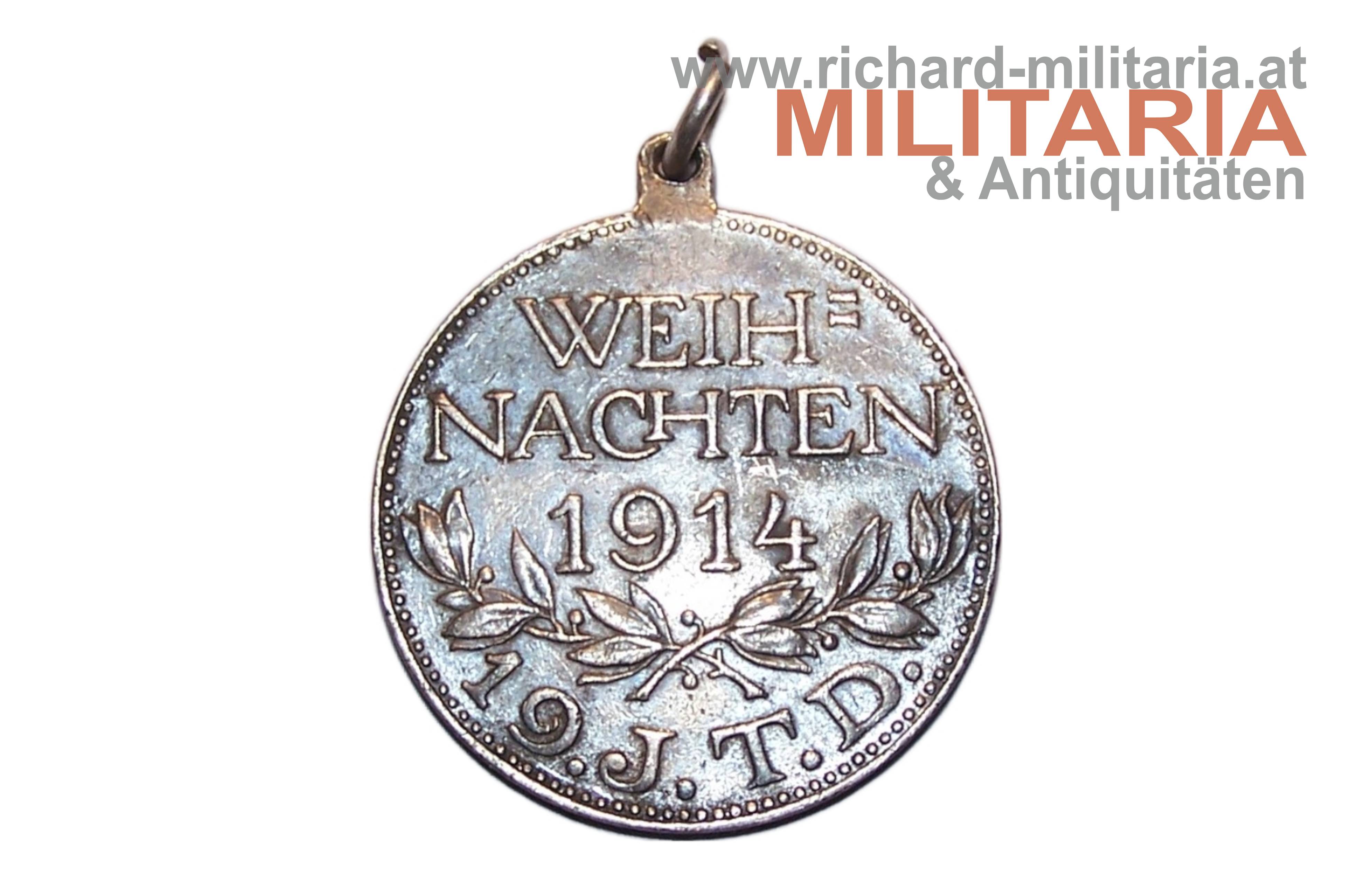 k.u.k. patr. Anhänger - Weihnachten 1914 19. ITD. - Russisch Feldzug - SILBER