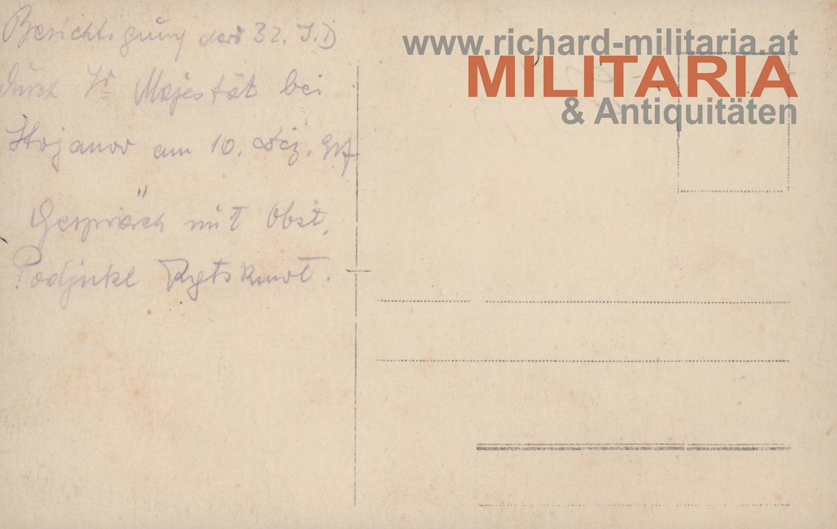 k.u.k. Foto - Besichtigung der 32. ID. durch Kaiser Karl - 10. Dez. 1917 - Obst. Podjukl