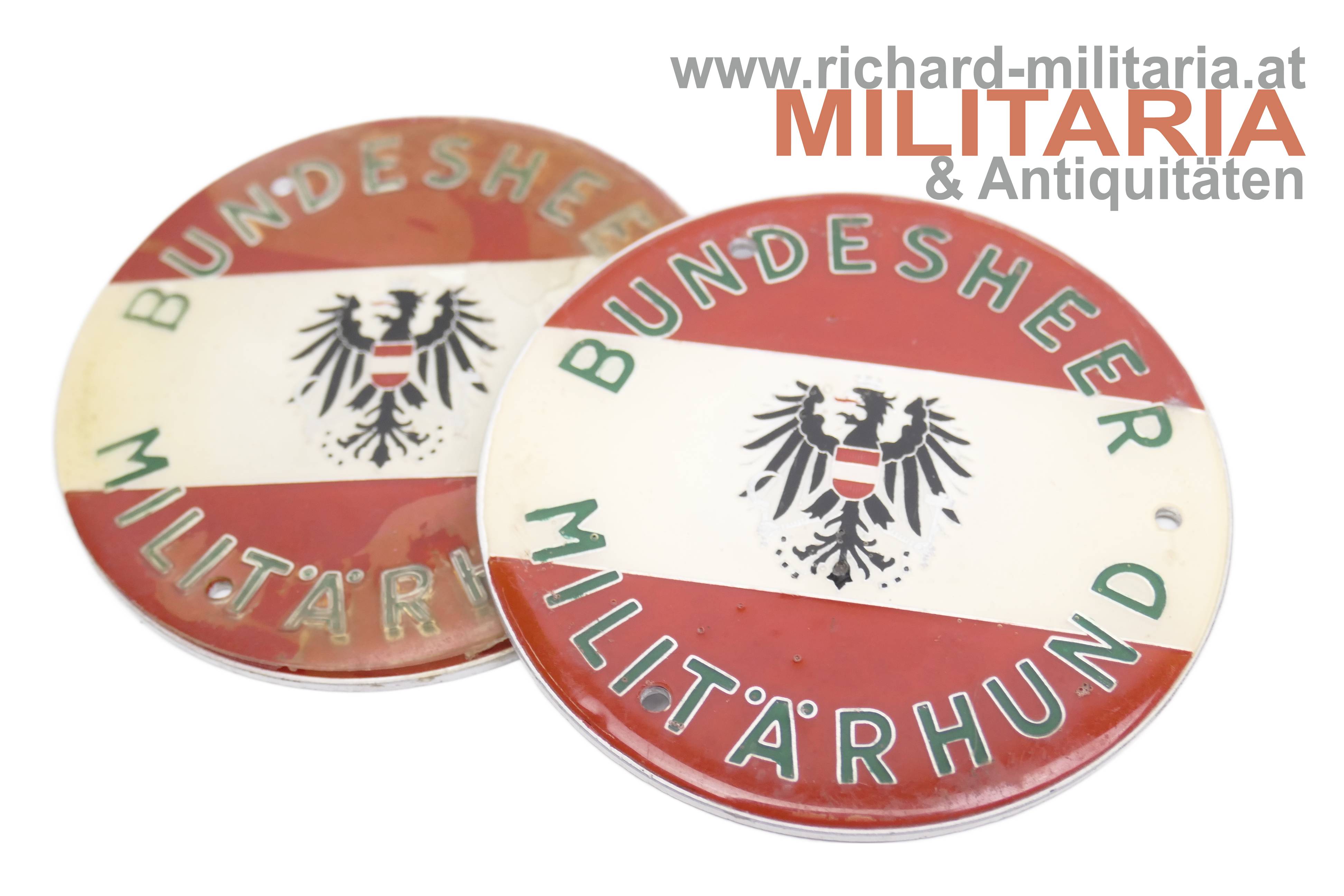 ÖBH - Plaketten für das Gurtzeug von Militärhunden