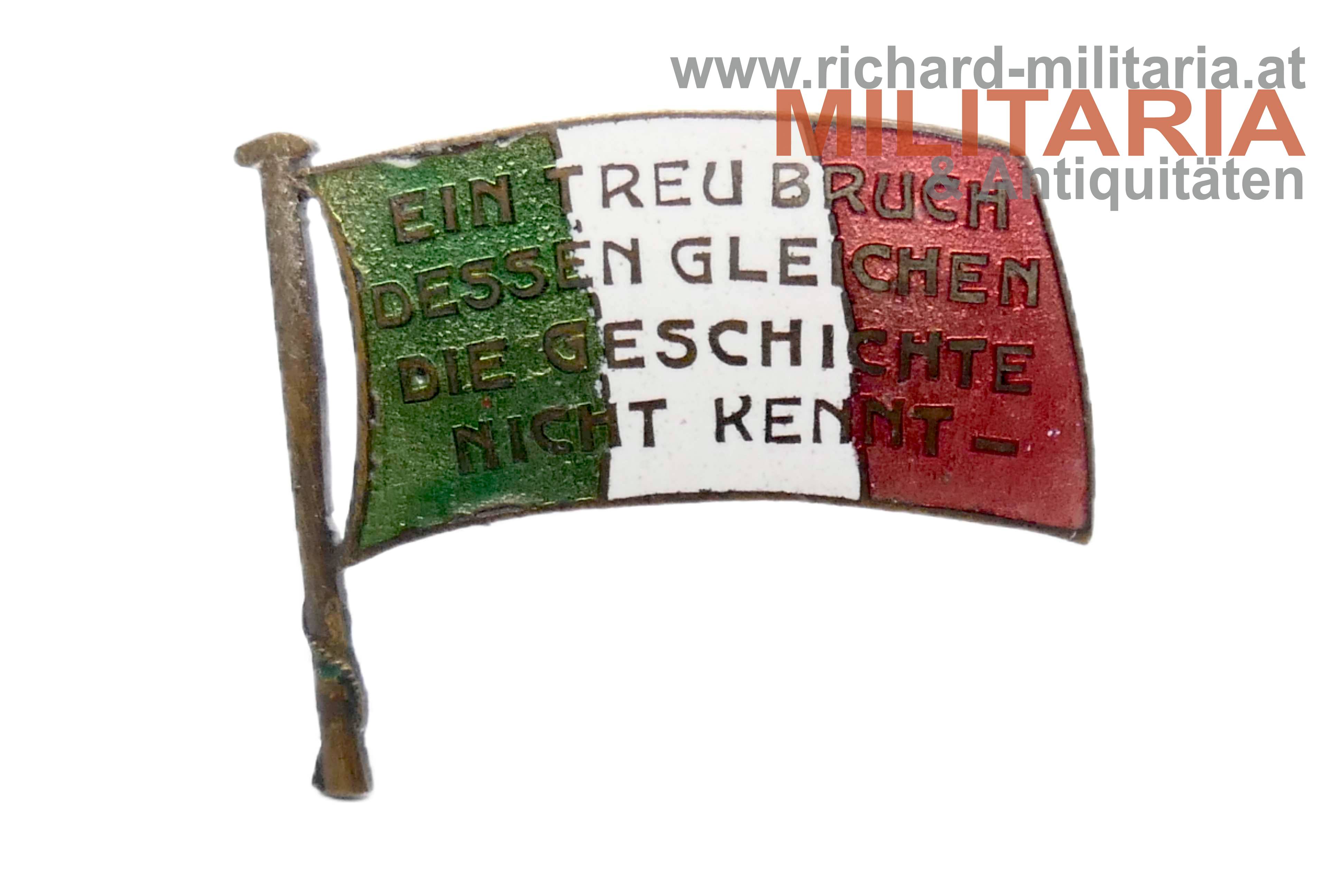 k.u.k. patriotisches Abzeichen - italienische Flagge "Treubruch"