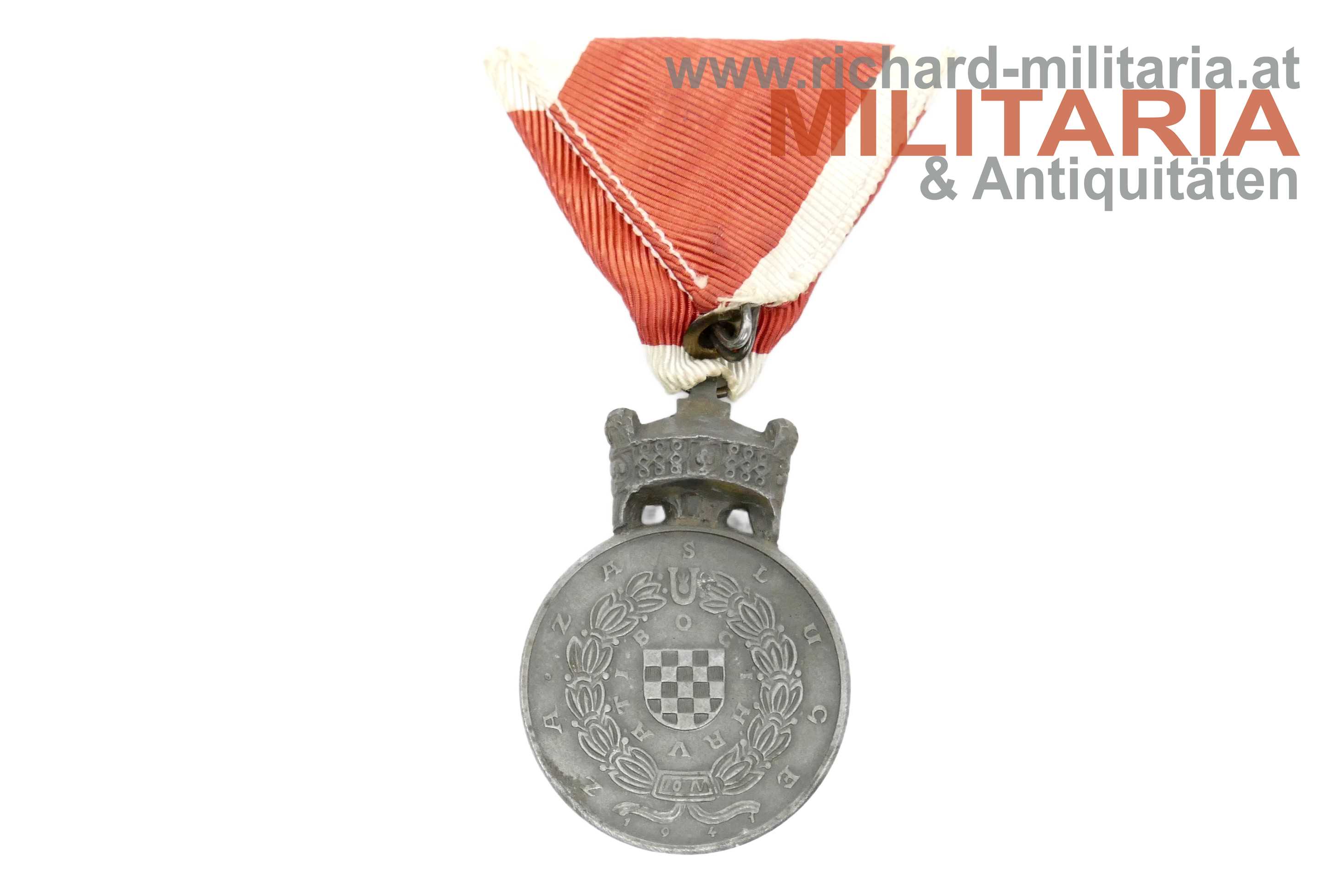 Orden der Krone König Zvonimirs - Silberne Medaille mit Eichenlaub