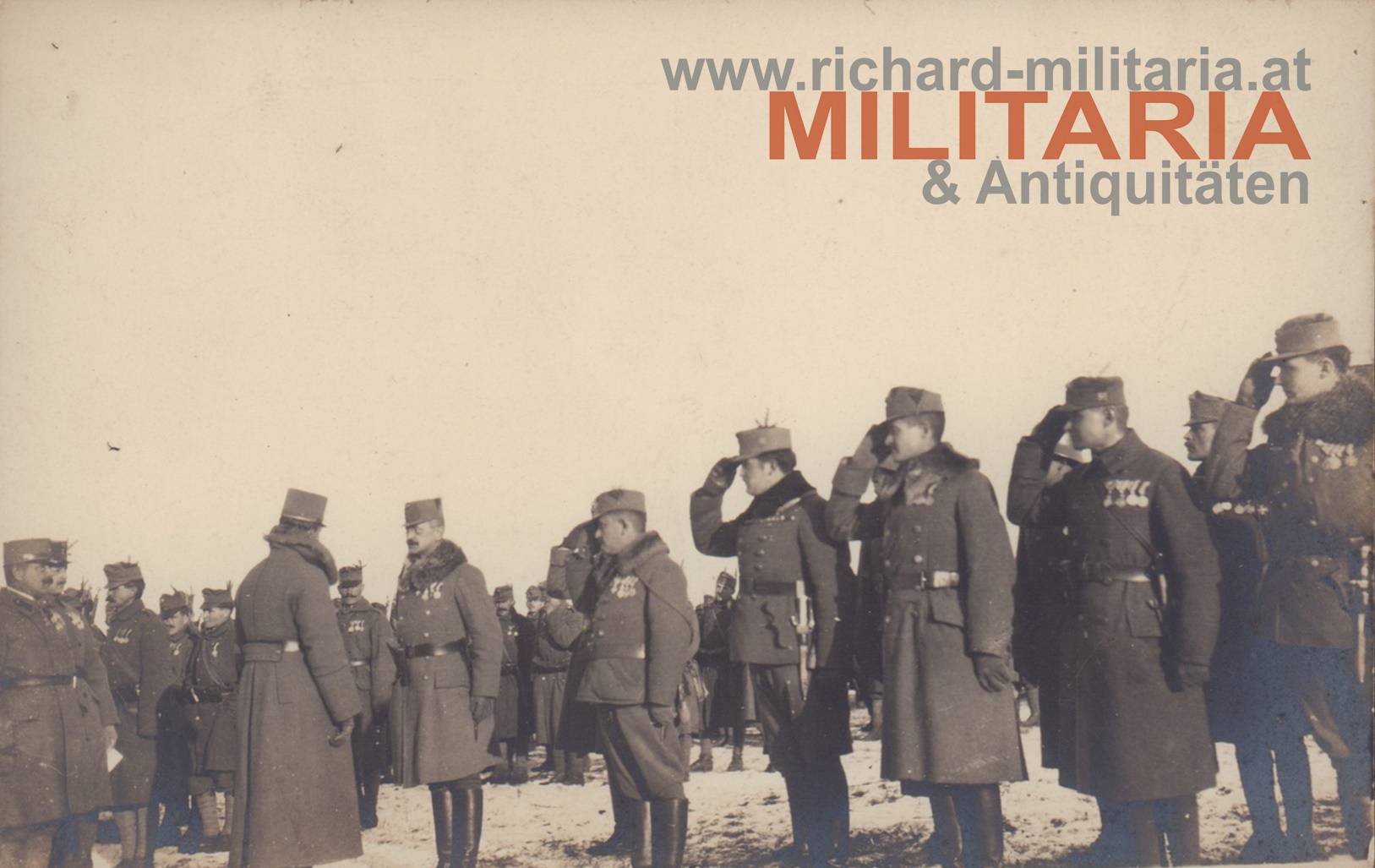 k.u.k. Foto - Besichtigung der 32. ID. durch Kaiser Karl - 10. Dez. 1917 - Obst. Podjukl
