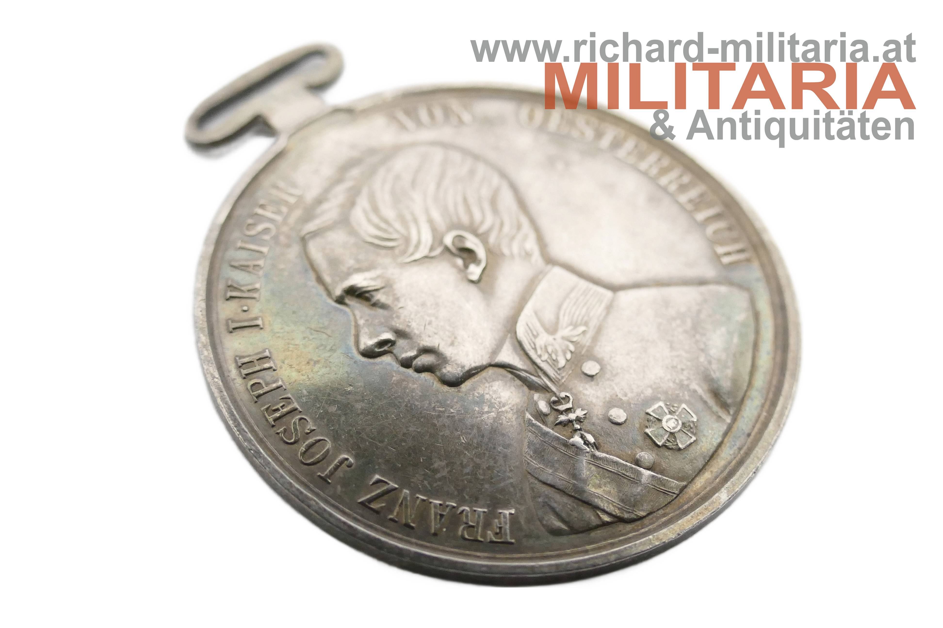 Silberne Tapferkeitsmedaille 1. Klasse Kaiser Franz Joseph - 1. Typ (1848-1859) - Linksportrait ohne Backenbart