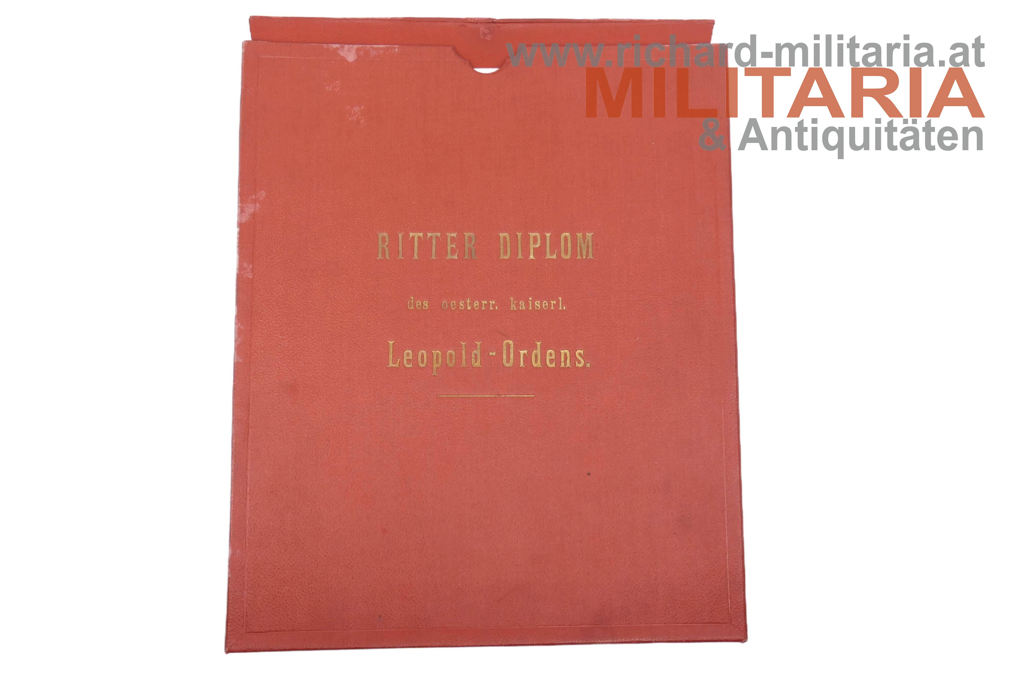 Schuber zum Ritter-Diplom des österr. kaiserl. Leopold-Orden