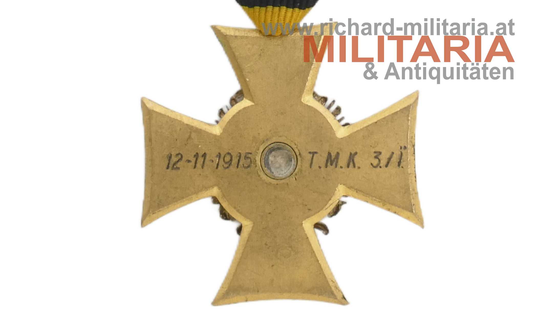 k.u.k. Militärdienstzeichen Widmung "12-11-1915 T.M.K.3./I." - Technisches Militärkomitee