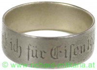 Patriotischer Ring "Gold gab ich für Eisen 1914" mit Silbereinlage