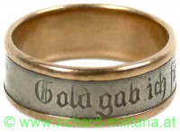 Patriotischer Ring "Gold gab ich für Eisen 1914" mit Goldeinlage